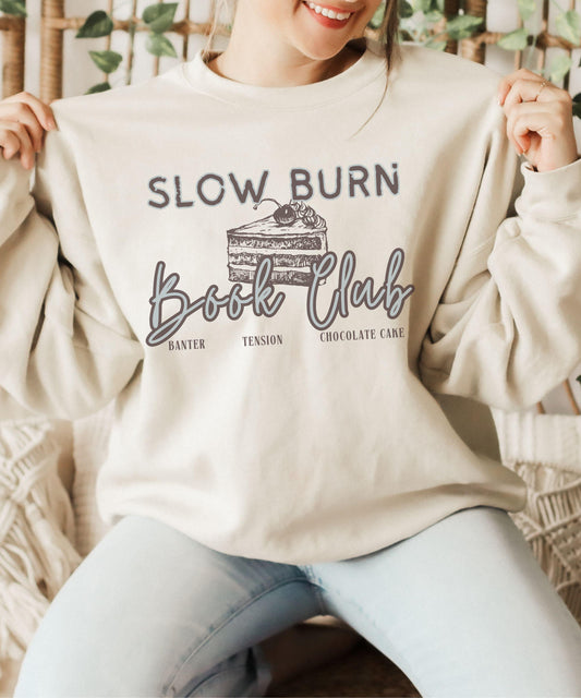 Slow Burn Book Club Sweatshirt, Chocolate Cake Book Trope Sweatshirt Enemies to Lovers Romantasy Merch Romance Reader Shirt Bookish Shops