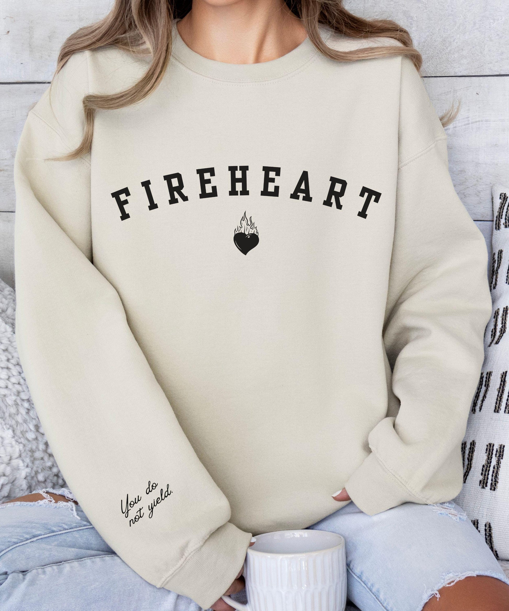 Fireheart You do Not Yield Sleeve Print Sweatshirt, Licensed SJM Merch, Sarah J Maas Sweatshirt, Throne of Glass Kingdom of Ash Aelin Shirt