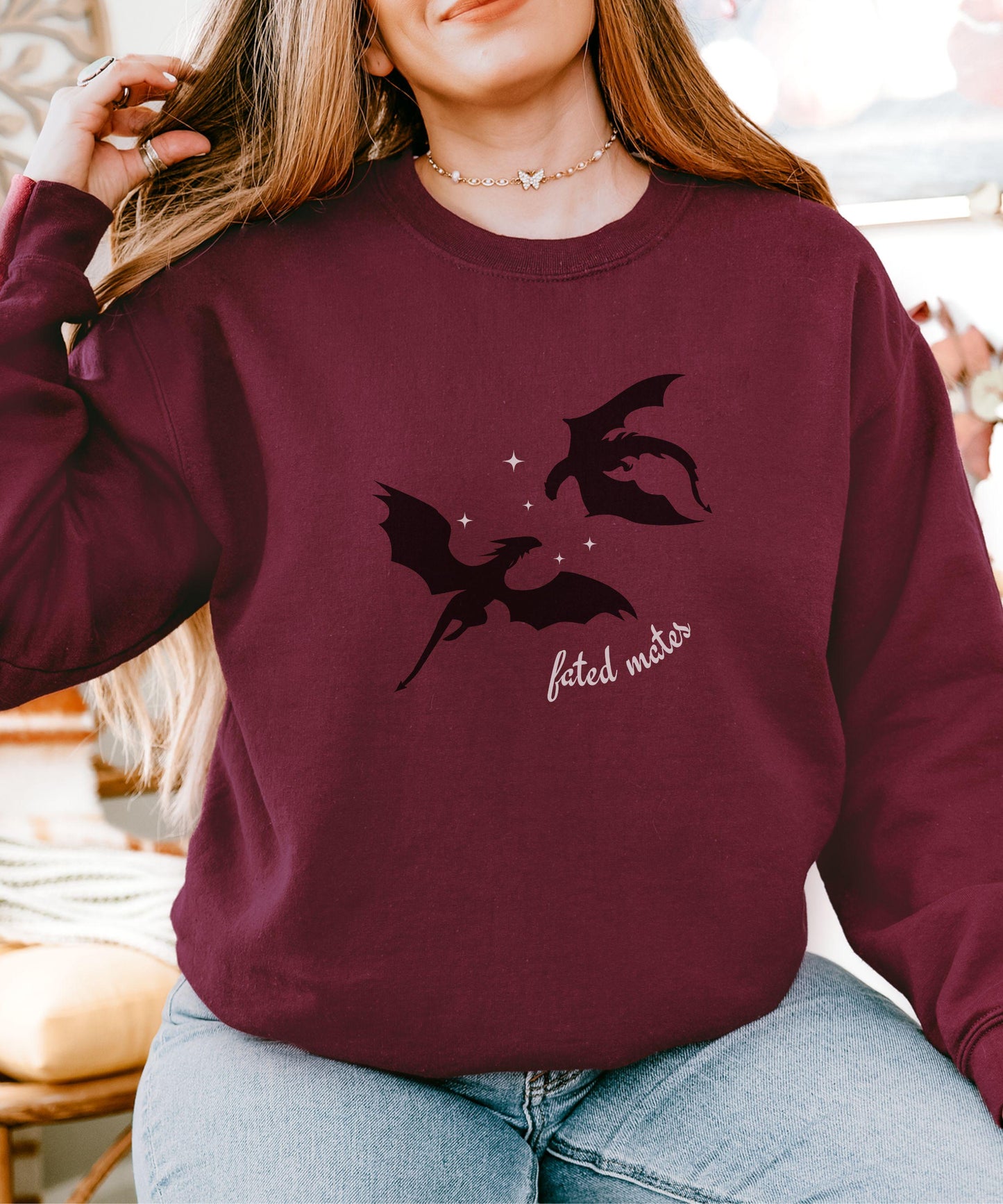 Fated Mates Dragon Sweatshirt, Wyvern Sweatshirt Romantasy Reader Shirt Fantasy Romance Book Tropes Shirt, Romance Book Merch Bookish Things