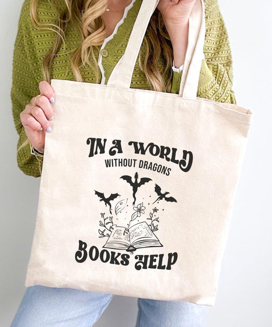 Dragon Tote Bag, Fantasy Romance Reader Tote Bag Dragon Gifts Romantasy Merch Reader Gift Book Lover Tote Bookish Things Gift for Book Lover