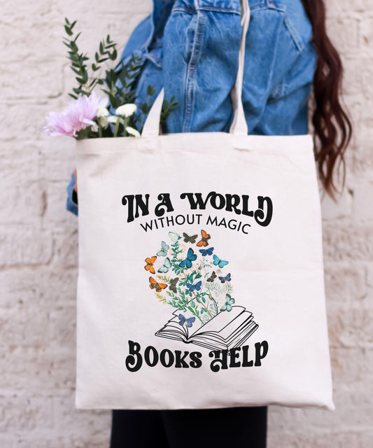 Books Help Tote Bag, Fantasy Reader Tote, Bookish Bag Bookish Things Romantasy Merch Bookish Shops Self Care Fantasycore Booklover Gifts