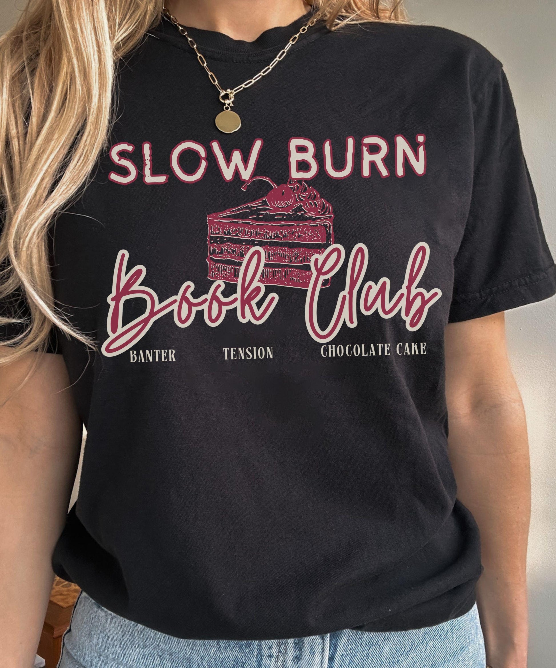 Slow Burn Book Club Shirt, Chocolate Cake Book Trope Tshirt Enemies to Lovers Romantasy Merch, Romance Reader Shirt Bookish Shops