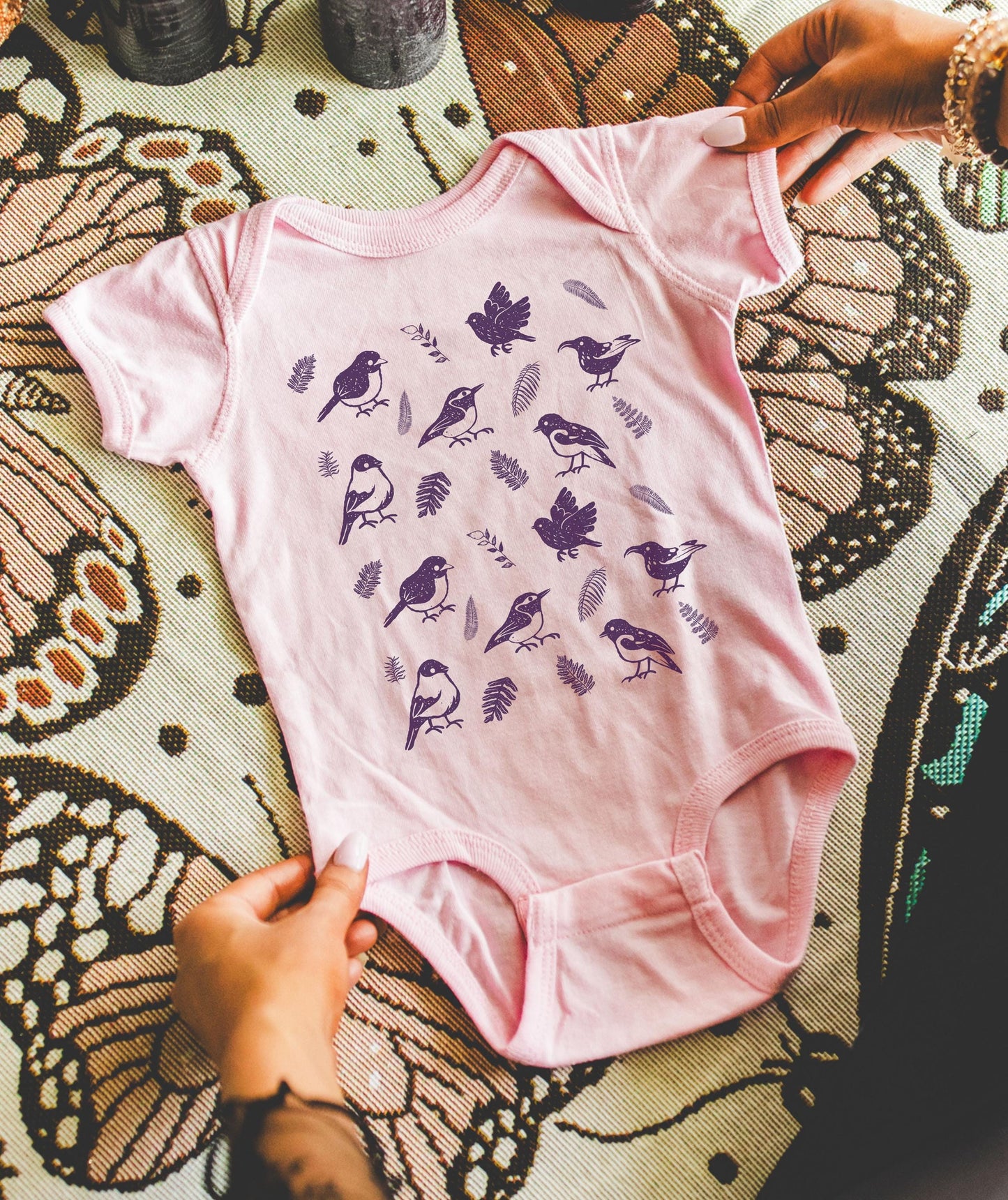 Linocut Bird Baby Bodysuit, Nature Inspired Baby Clothes, Bird Baby Gift, Cottagecore Baby Clothes, Cottage Core Baby