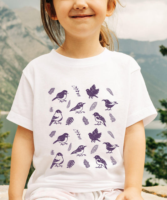 Bird Shirt Kids Nature Lover Gift, Toddler Bird Shirt, Linocut Shirt Kids Cottagecore Clothes Girl, Bird Watching Ecology Shirt Kids