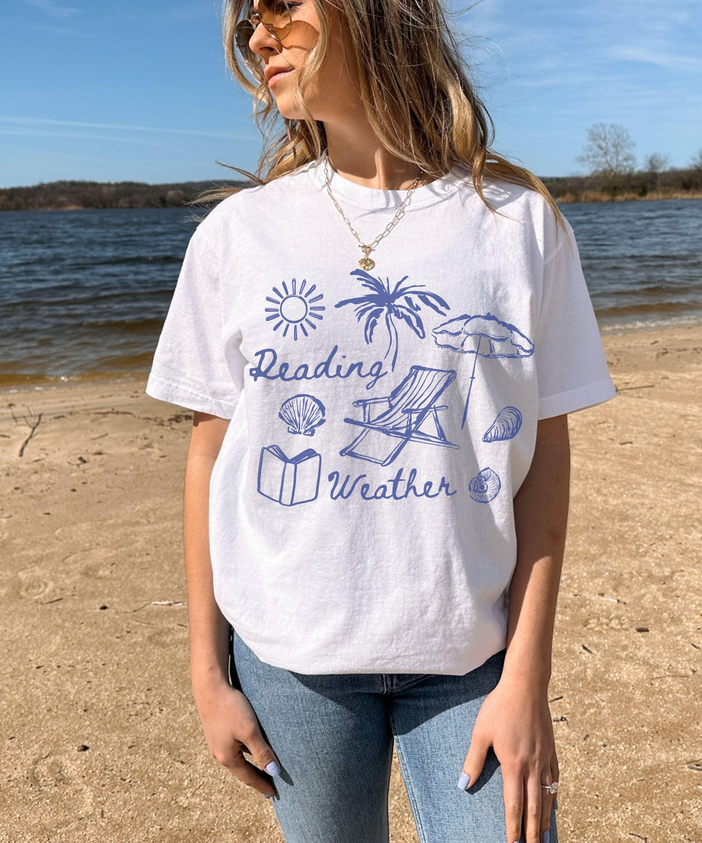 Reading Weather Beach Shirt Bookish Things, Oceancore Coconut Girl Book Girl Summer Reading Shirt Booklover Gifts Old Money Aesthetic Tee