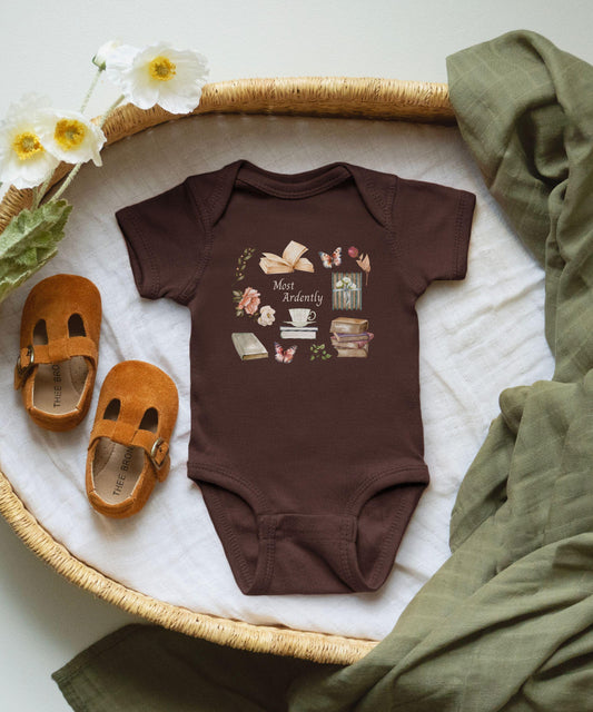 Most Ardently Jane Austen Baby Bodysuit, Pride and Prejudice Baby Clothes, Literature Baby Gifts Bookish Baby Shower Gift Librariancore Baby