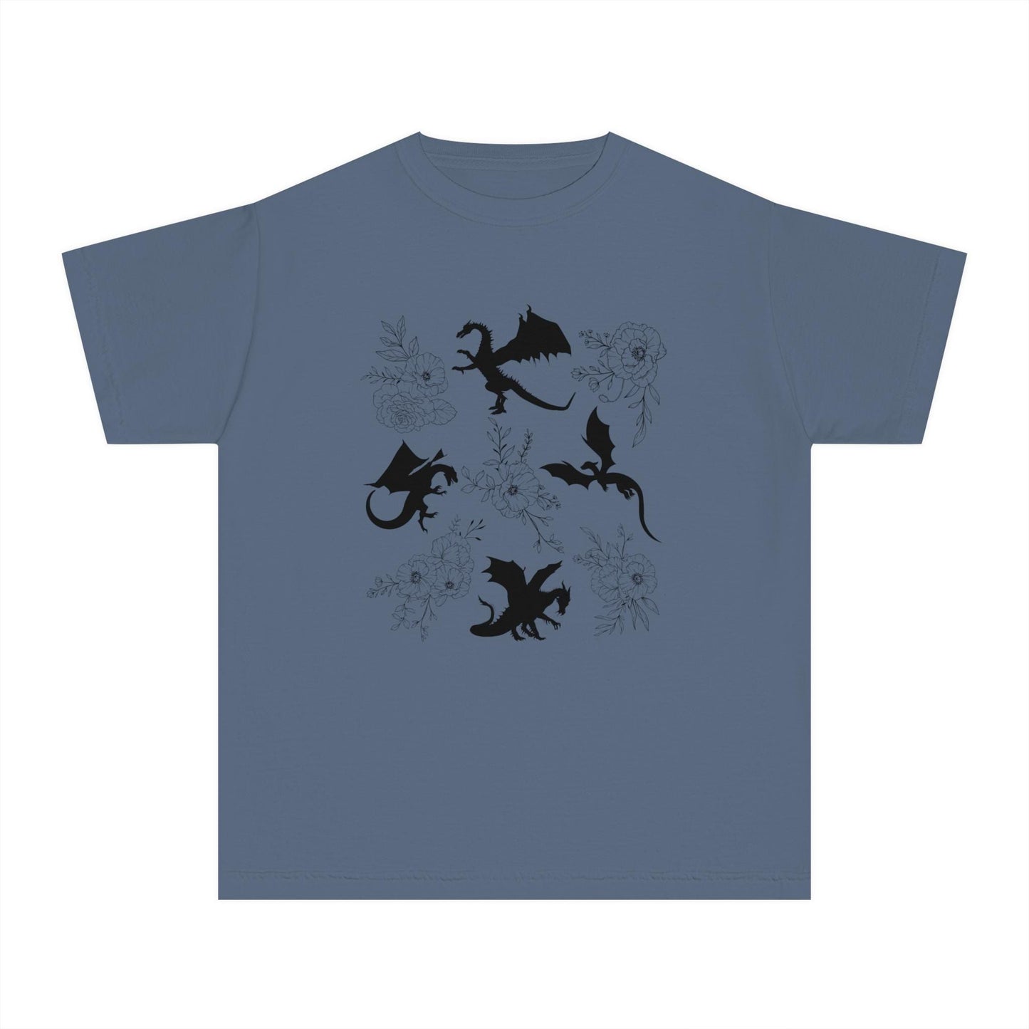 Dragon Shirt Kids, Dark Academia Kids Fantasy Reader Shirt Royal Core, Whimsigoth Clothes Ren Faire Shirt Girl Floral Dragon Lover Gift Girl