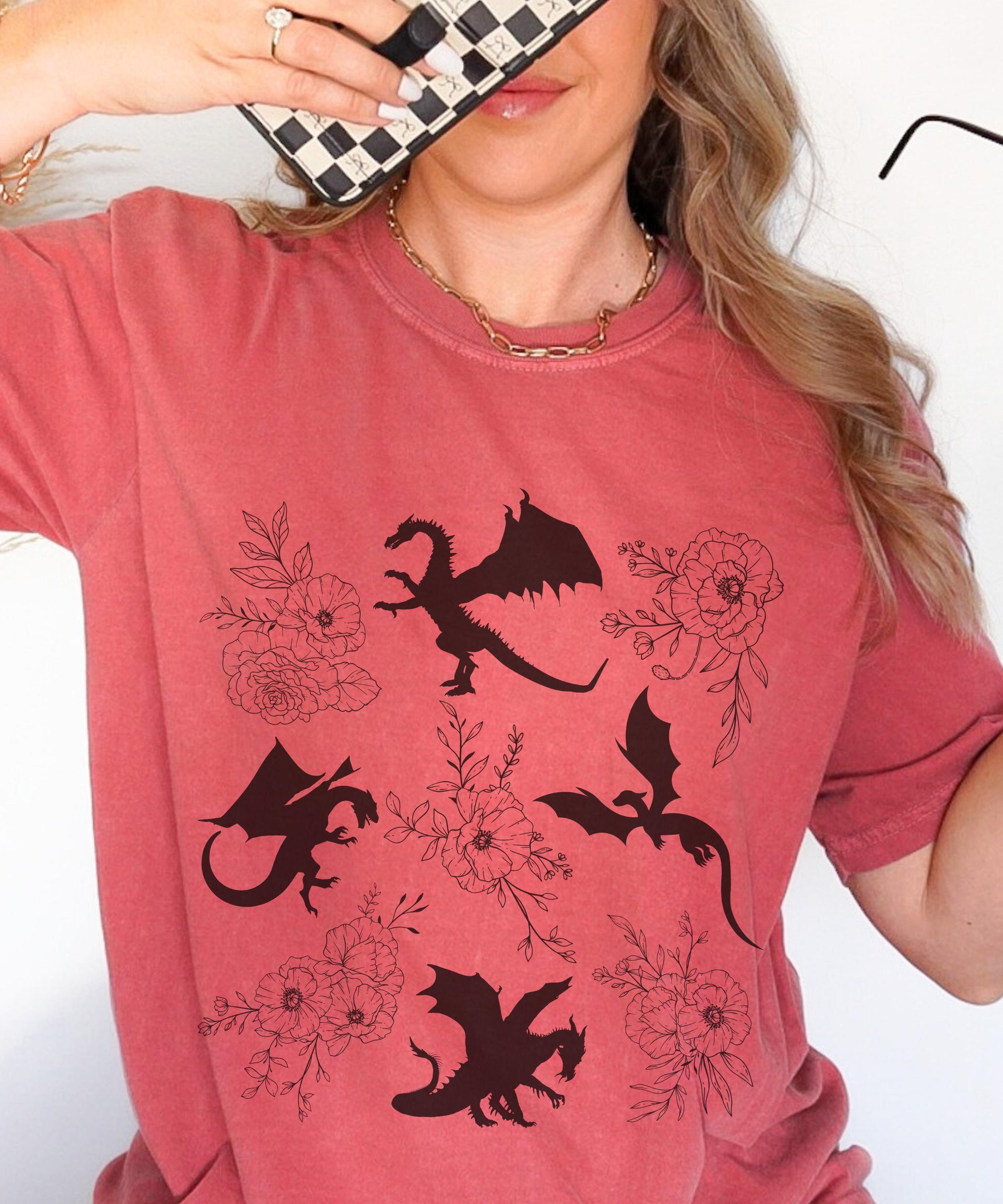 Dragon Shirt, Dark Romantic Academia, Romantasy Reader Shirt Royal Core, Whimsigoth Clothes, Ren Faire Shirt Floral Dragon Fantasy Tshirt