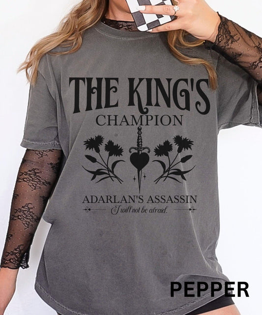 The King's Champion Adarlan's Assassin Throne of Glass Shirt Licensed SJM Merch Aelin Galathynius Fireheart Sarah J Maas Shirt Bookish Gifts
