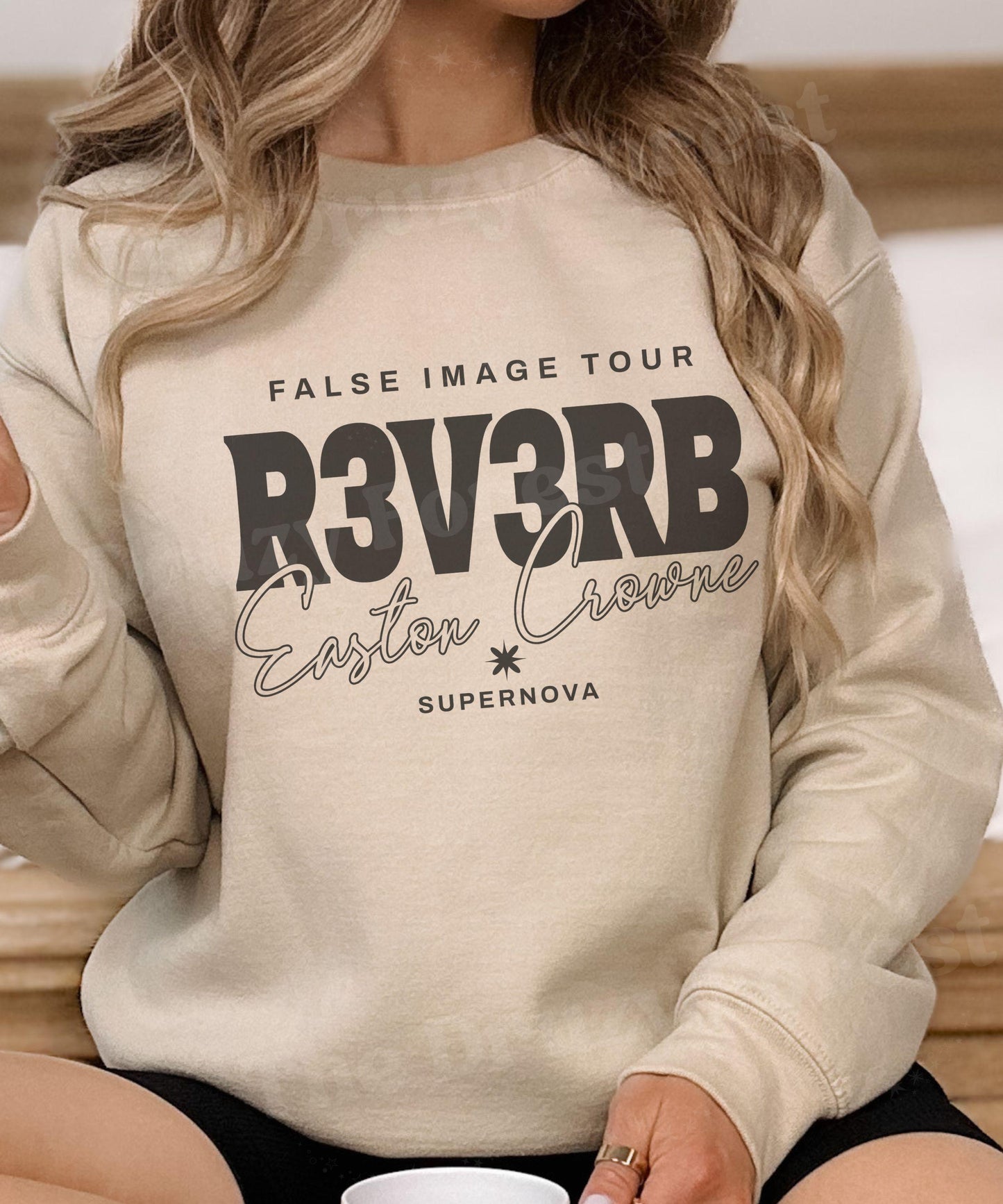 Easton Crowne Supernova Reverb Sweatshirt, Reverse Kate Stewart Licensed Book Merch, The Bittersweet Symphony Book Series Merch