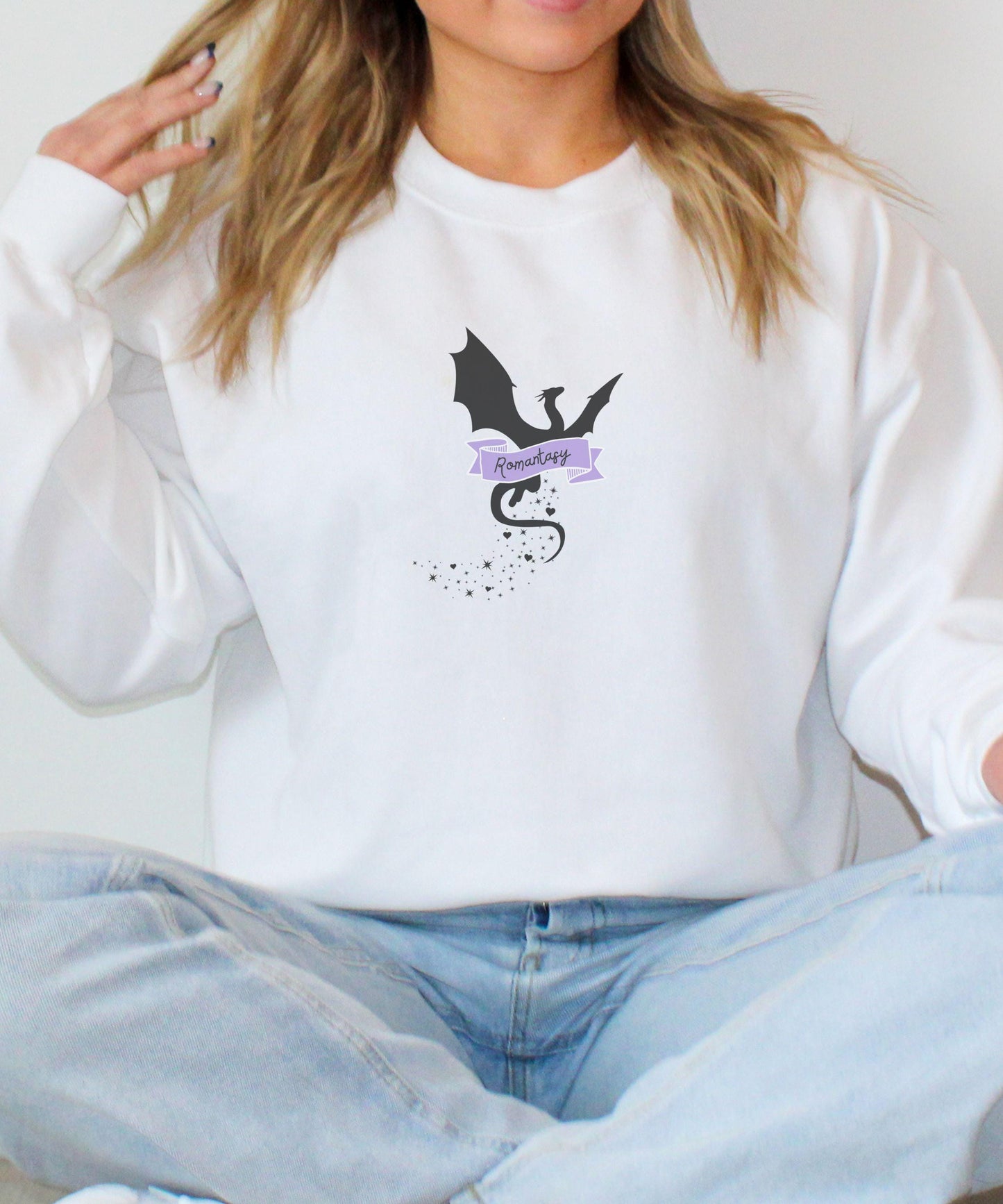 Romantasy Sweatshirt, Dragon Sweatshirt, Wyvern Sweatshirt Fantasy Romance Book Merch, Booklover Gifts Romantasy Apparel, Book Dragon Shirt