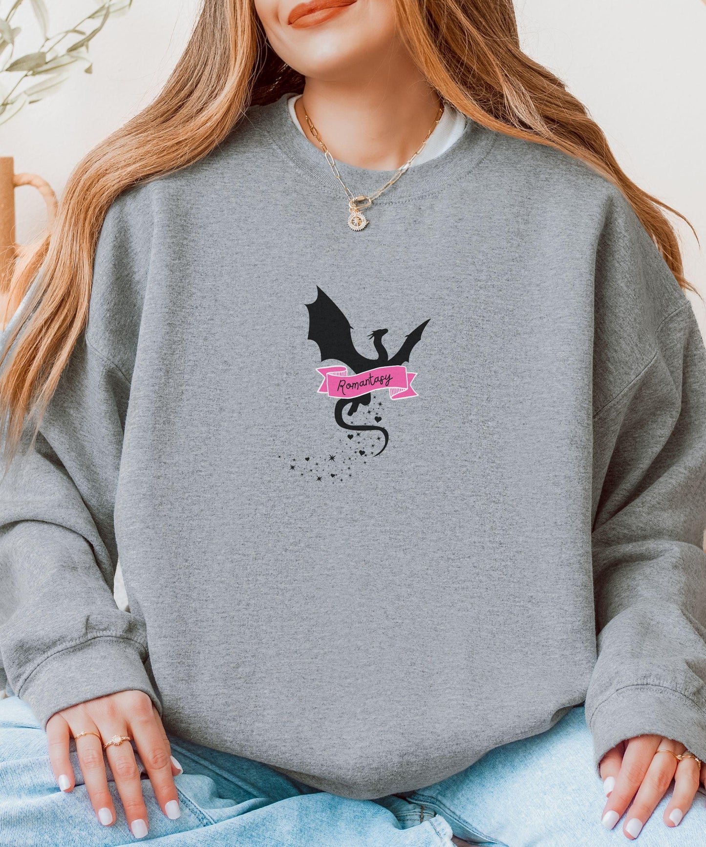 Romantasy Sweatshirt, Dragon Sweatshirt, Wyvern Sweatshirt Fantasy Romance Book Merch, Booklover Gifts Romantasy Apparel, Book Dragon Shirt