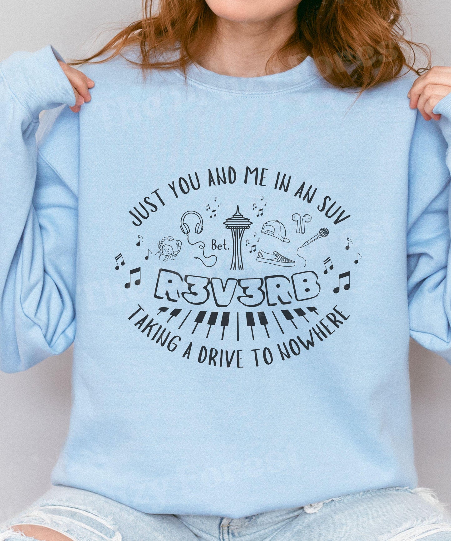 You and Me In an SUV, Reverse Kate Stewart Sweatshirt Licensed Book Merch, Reverb Sweatshirt, The Bittersweet Symphony Book Series