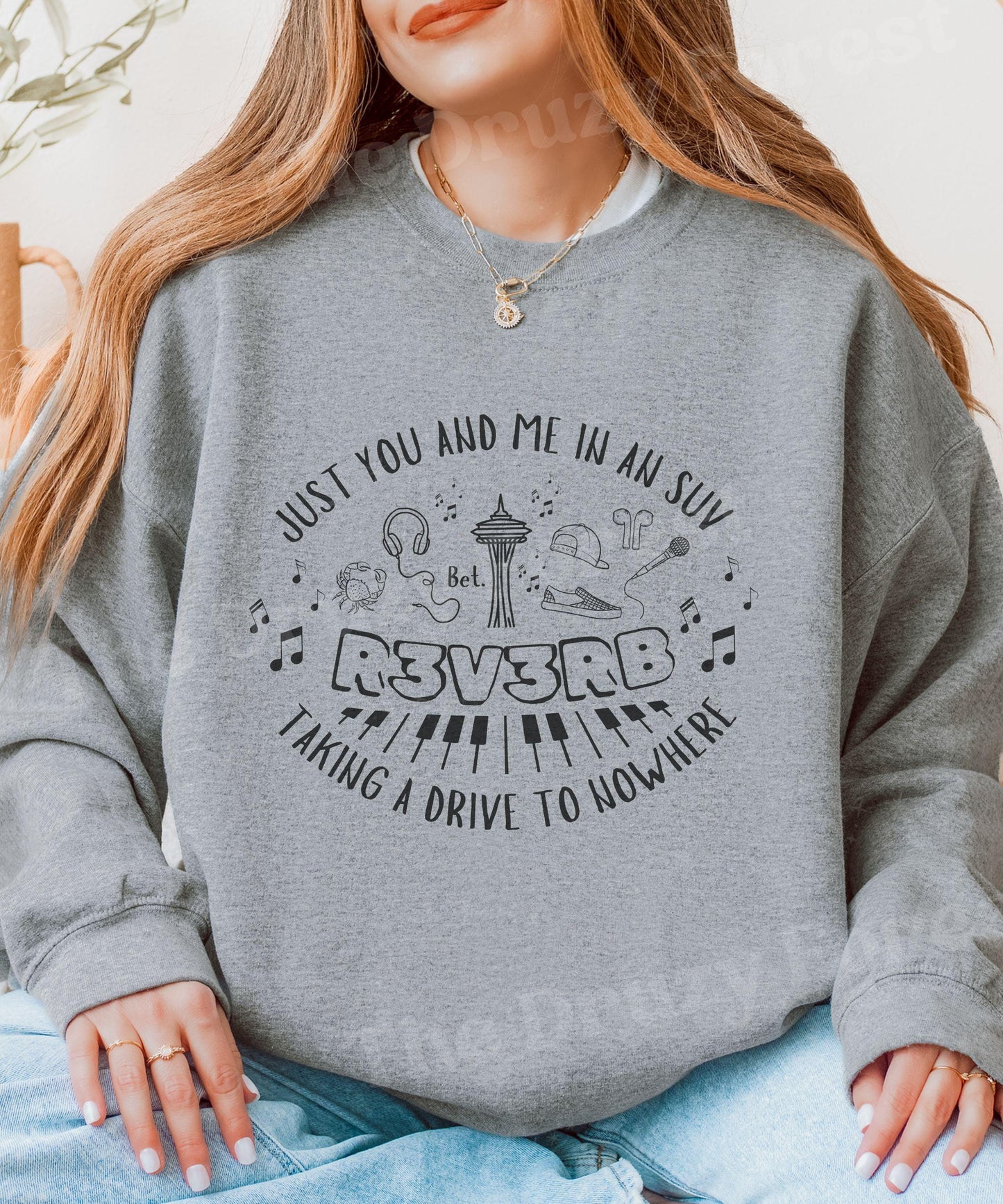 You and Me In an SUV, Reverse Kate Stewart Sweatshirt Licensed Book Merch, Reverb Sweatshirt, The Bittersweet Symphony Book Series