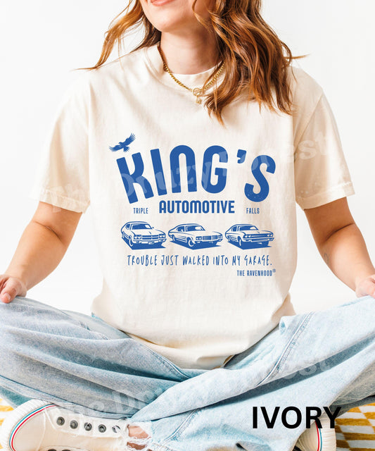 King's Automotive Ravenhood Shirt, Triple Falls Shirt, The Ravenhood Book Series Shirt, Licensed Kate Stewart Book Merch, Exodus Book Merch