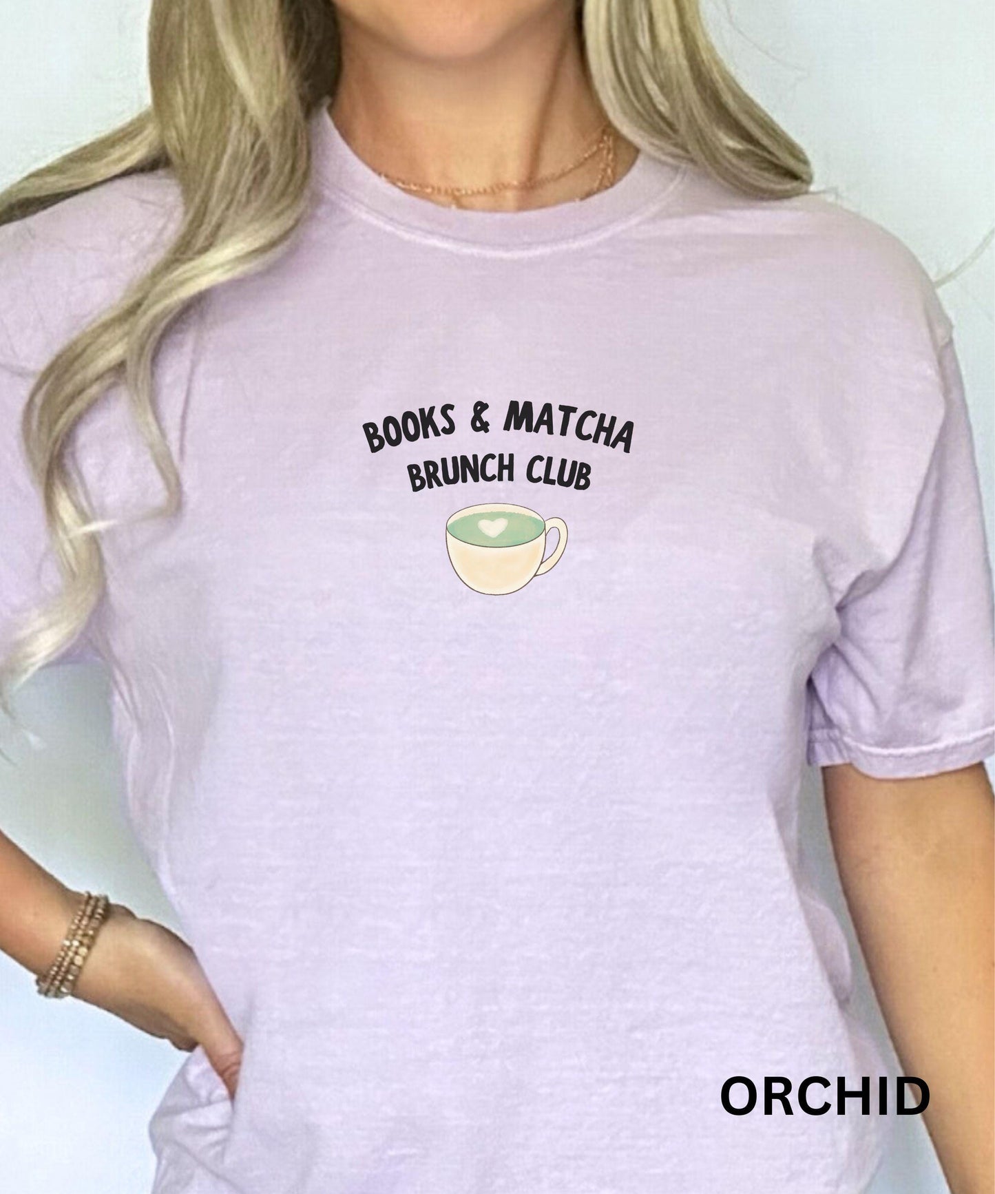 Books & Matcha Shirt, Brunch Club Shirt, Matcha Gift for Booklover Minimalist Bookish Shirt Matcha Latte Reader Shirt Breakfast Brunch Shirt