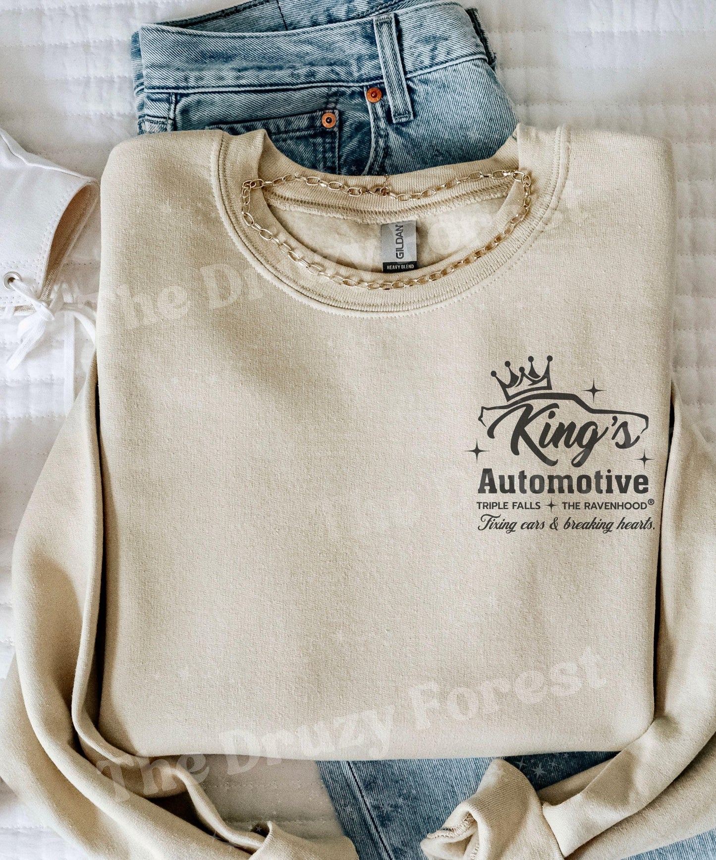 King's Automotive Sweatshirt, Kate Stewart Licensed Book Merch, The Ravenhood Sweatshirt, Flock Dom and Sean Shirt, Triple Falls Sweatshirt