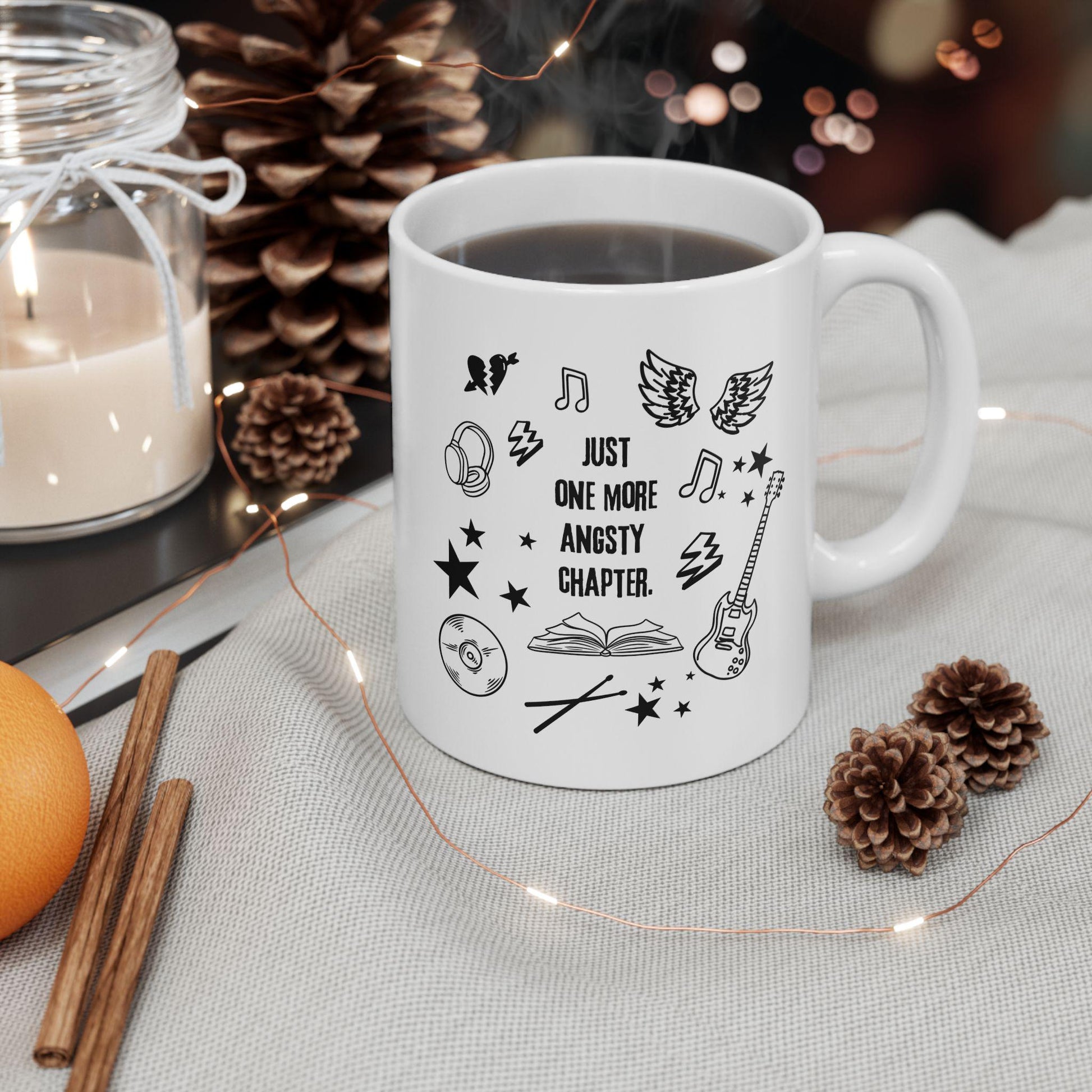 Rock Romance Book Mug, Just One More Angsty Chapter, Romance Book Merch Book Trope Bookish Mug, Book Related Gifts Bookshelf Smut Reader Mug