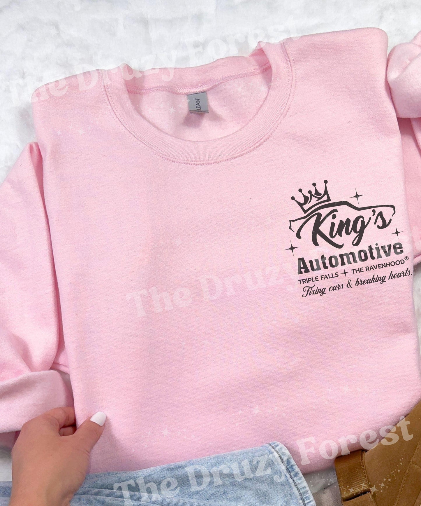 King's Automotive Sweatshirt, Kate Stewart Licensed Book Merch, The Ravenhood Sweatshirt, Flock Dom and Sean Shirt, Triple Falls Sweatshirt