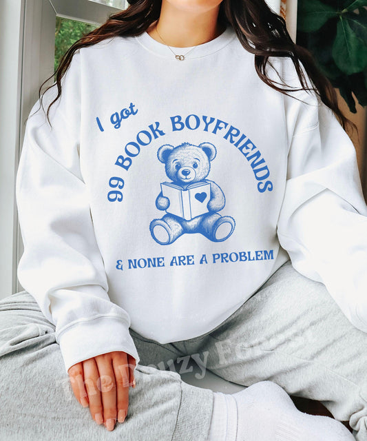 Bookish Meme Shirt: I got 99 Book Boyfriends Sweatshirt, Dark Romance Book Merch, Morally Gray Romantasy Smut Reader Shirt, Booktok Merch