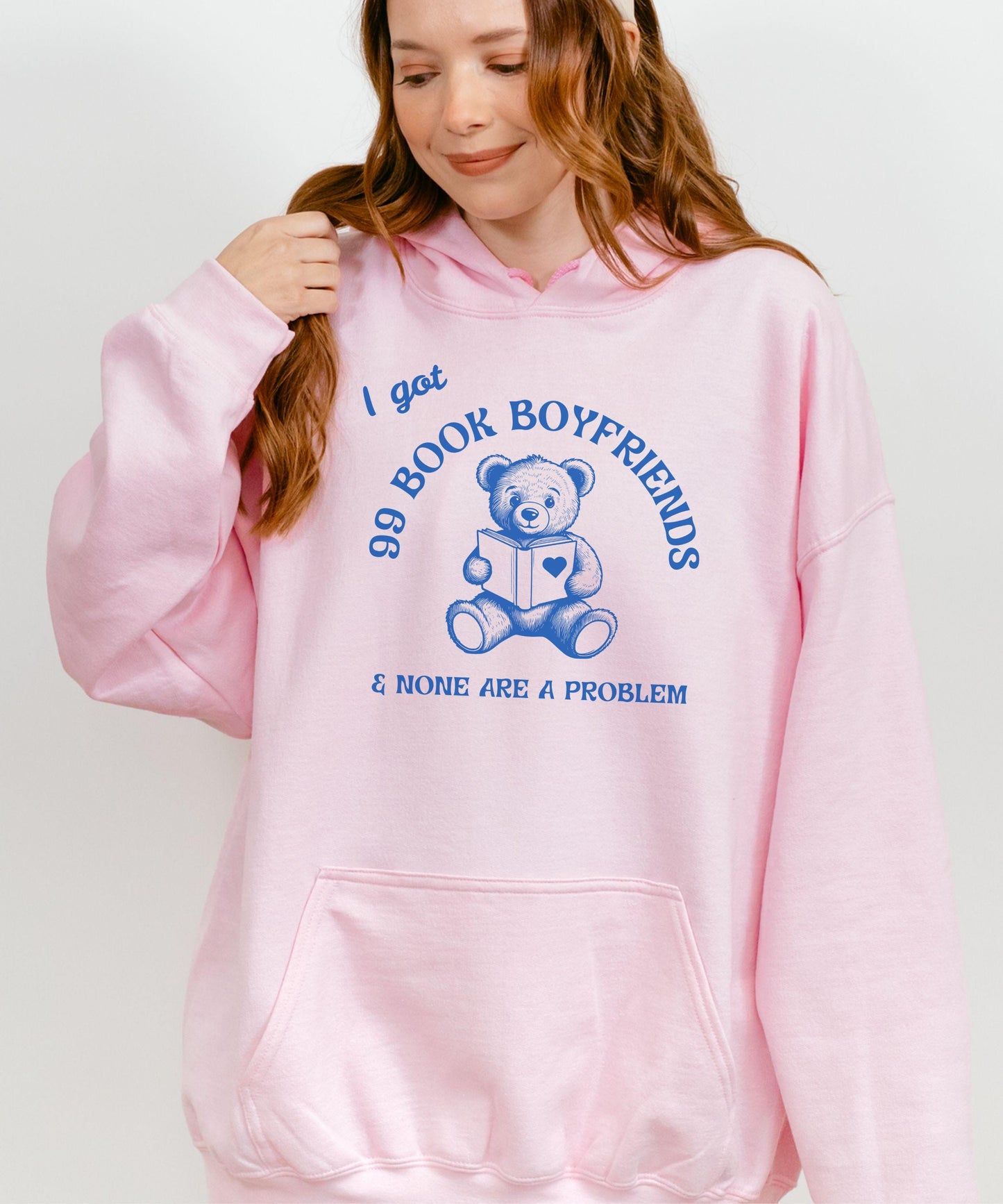 Bookish Meme Hoodie: 99 Book Boyfriends Hoodie Smut Reader Shirt, Bookworm Hoodie Romantasy Sweatshirt Bookish Bear Hoodie Booktok Merch