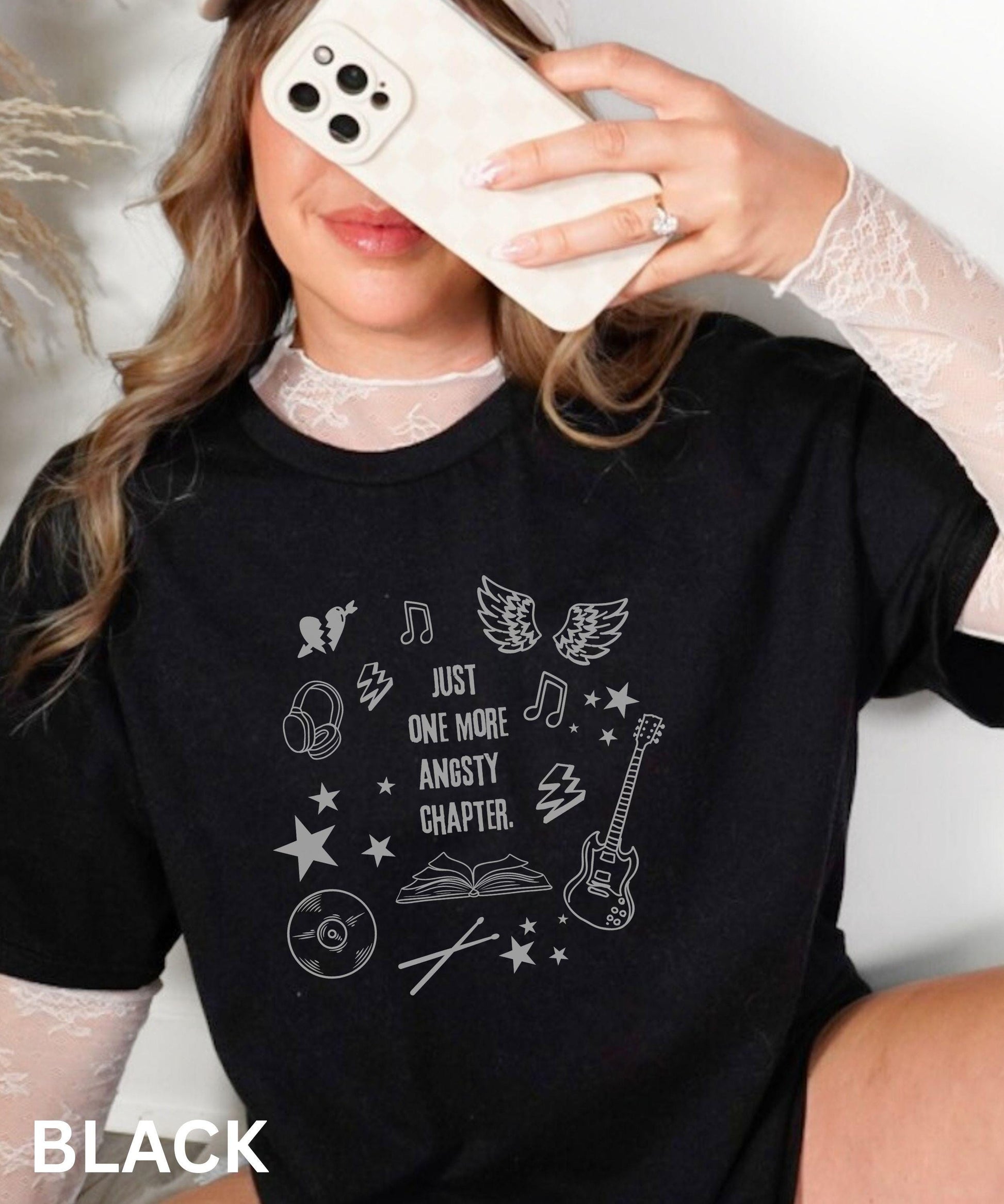 Rock Romance Book Shirt: Just One More Angsty Chapter Tshirt, Dark Romance Shirt, Booklover Gifts, Booktok Merch, Music Romance Reader Merch
