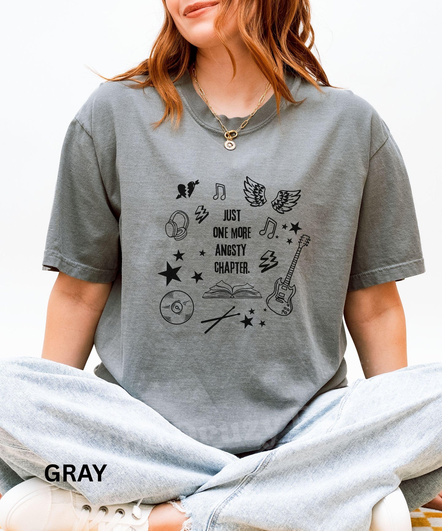 Rock Romance Book Shirt: Just One More Angsty Chapter Tshirt, Dark Romance Shirt, Booklover Gifts, Booktok Merch, Music Romance Reader Merch