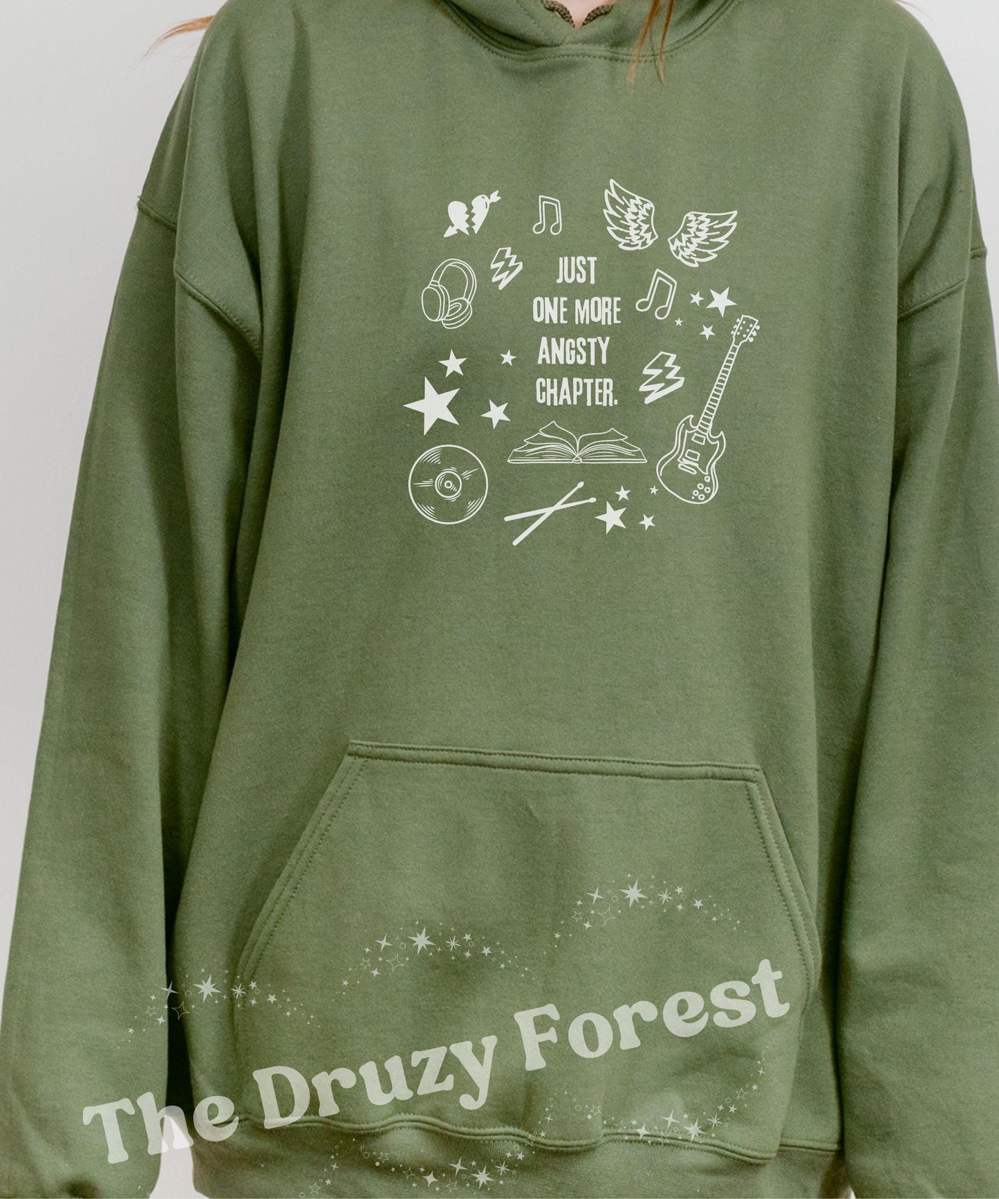 Just One more Angsty Chapter Hoodie: Rock Romance Book Sweatshirt, Booklover Gifts, Booktok Merch, Rock Music Dark Romance Reader Sweatshirt