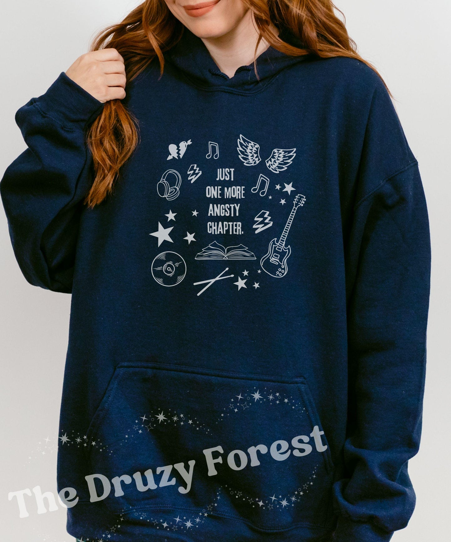 Just One more Angsty Chapter Hoodie: Rock Romance Book Sweatshirt, Booklover Gifts, Booktok Merch, Rock Music Dark Romance Reader Sweatshirt