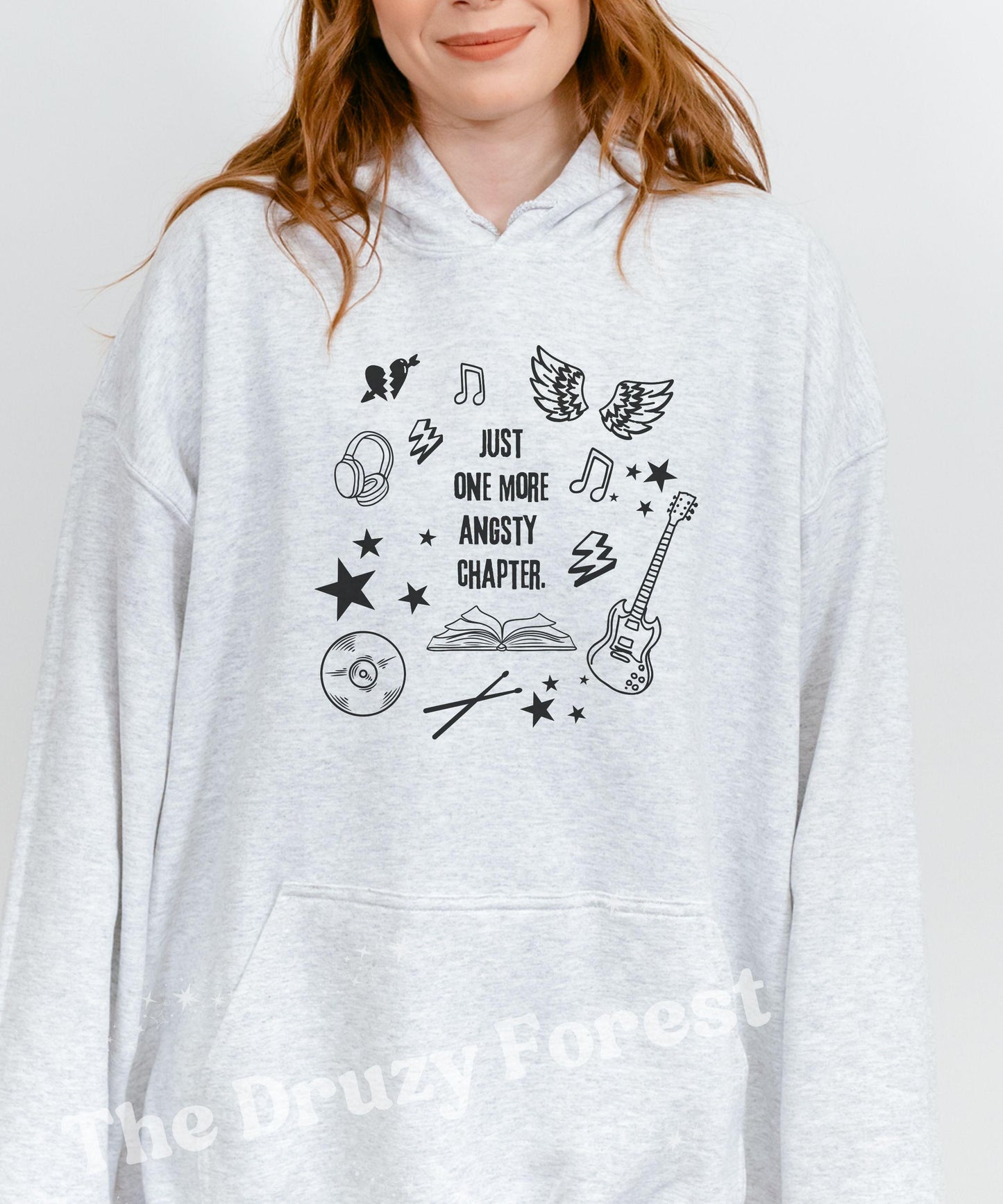 Just One more Angsty Chapter Hoodie: Rock Romance Book Sweatshirt, Booklover Gifts, Booktok Merch, Rock Music Dark Romance Reader Sweatshirt