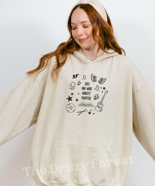 Just One more Angsty Chapter Hoodie: Rock Romance Book Sweatshirt, Booklover Gifts, Booktok Merch, Rock Music Dark Romance Reader Sweatshirt
