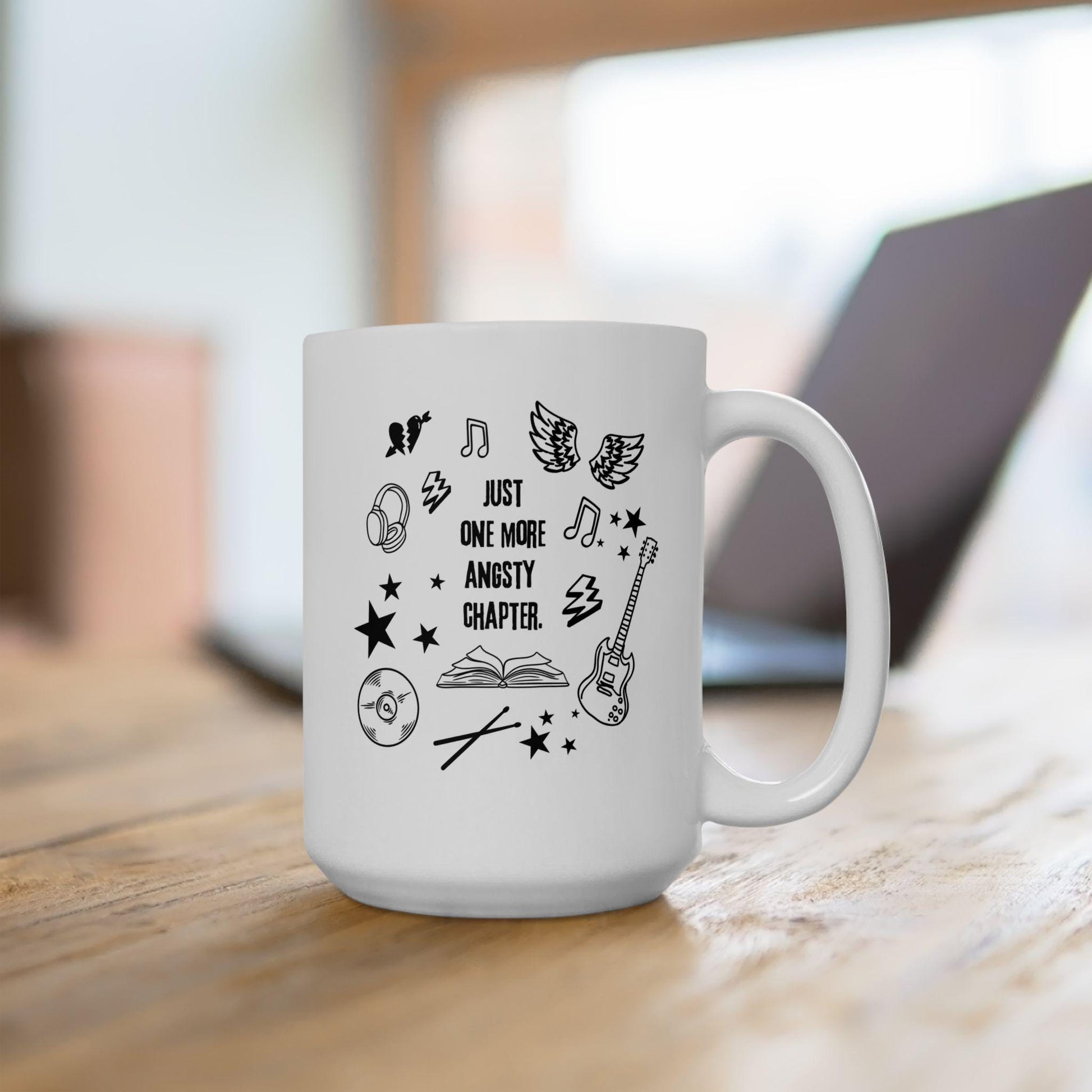 Rock Romance Book Mug, Just One More Angsty Chapter, Romance Book Merch Book Trope Bookish Mug, Book Related Gifts Bookshelf Smut Reader Mug