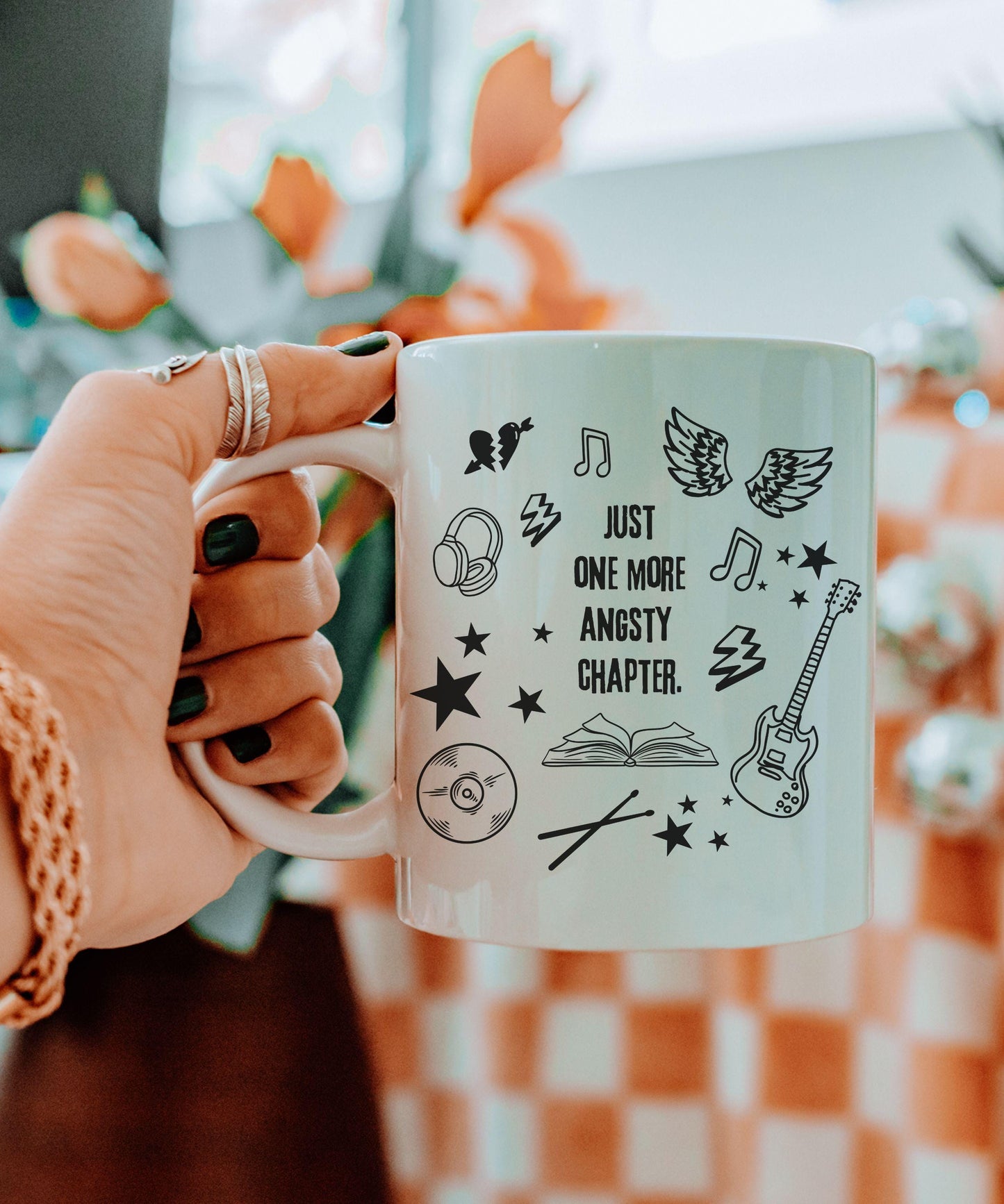 Rock Romance Book Mug, Just One More Angsty Chapter, Romance Book Merch Book Trope Bookish Mug, Book Related Gifts Bookshelf Smut Reader Mug