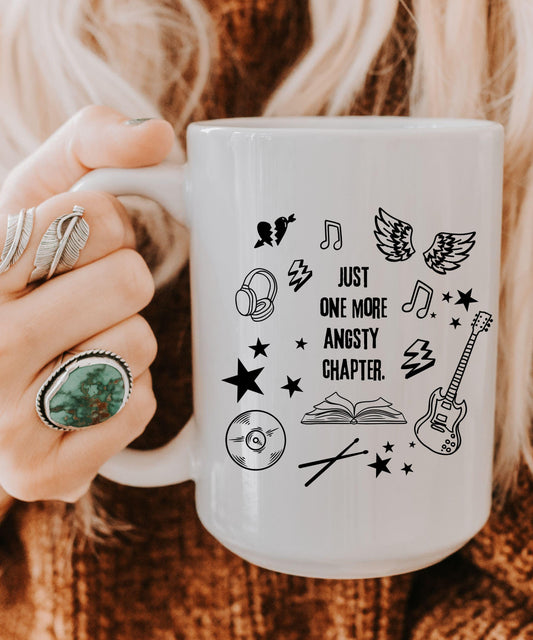Rock Romance Book Mug, Just One More Angsty Chapter, Romance Book Merch Book Trope Bookish Mug, Book Related Gifts Bookshelf Smut Reader Mug