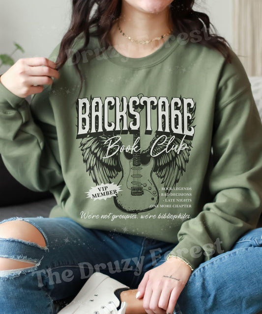 Backstage Book Club Sweatshirt: Rock Romance Books Merch, Just One More Chapter Sweatshirt, Dark Romance Shirt, Late Night Reader Sweatshirt