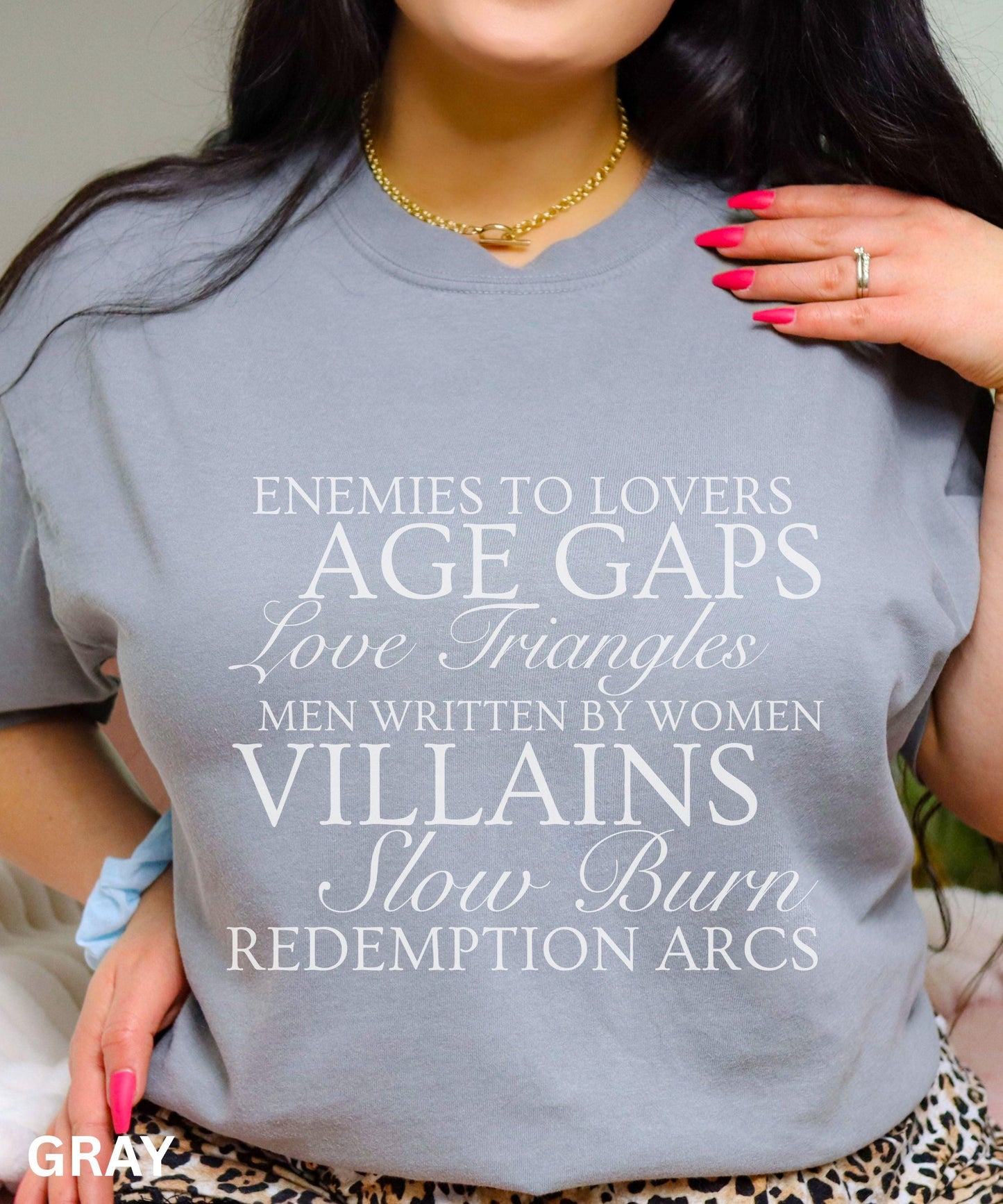 Book Tropes TShirt: Enemies To Lovers Slow Burn Shirt, Men Written By Women Shirt, Villain Lover Booklover Gift, Author Shirt, Booktok Merch