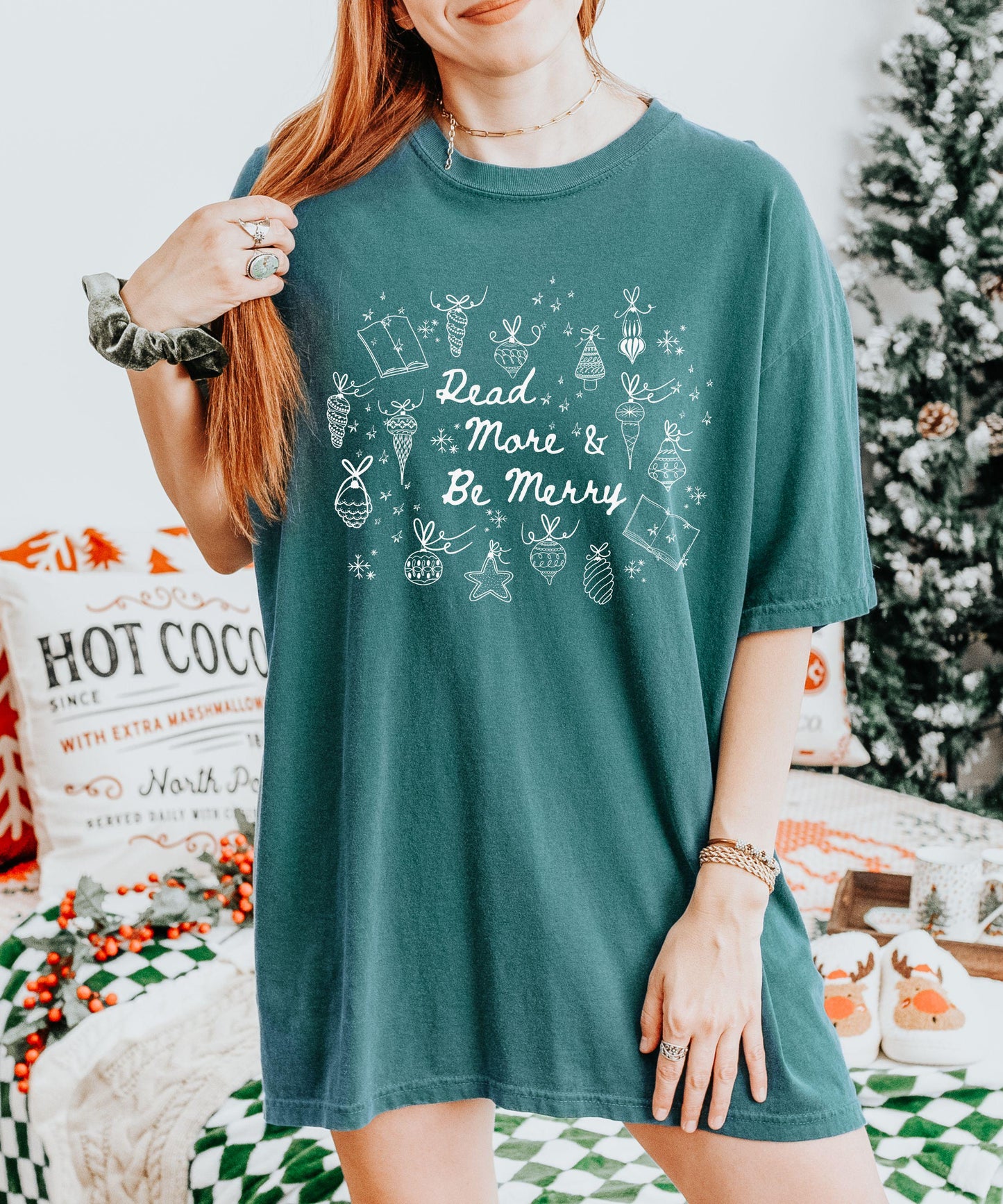 Read More And Be Merry Shirt, Bookish Christmas Shirt, Christmas Book Shirt, Holiday Shirts for Book Lovers, Bookish Tshirts