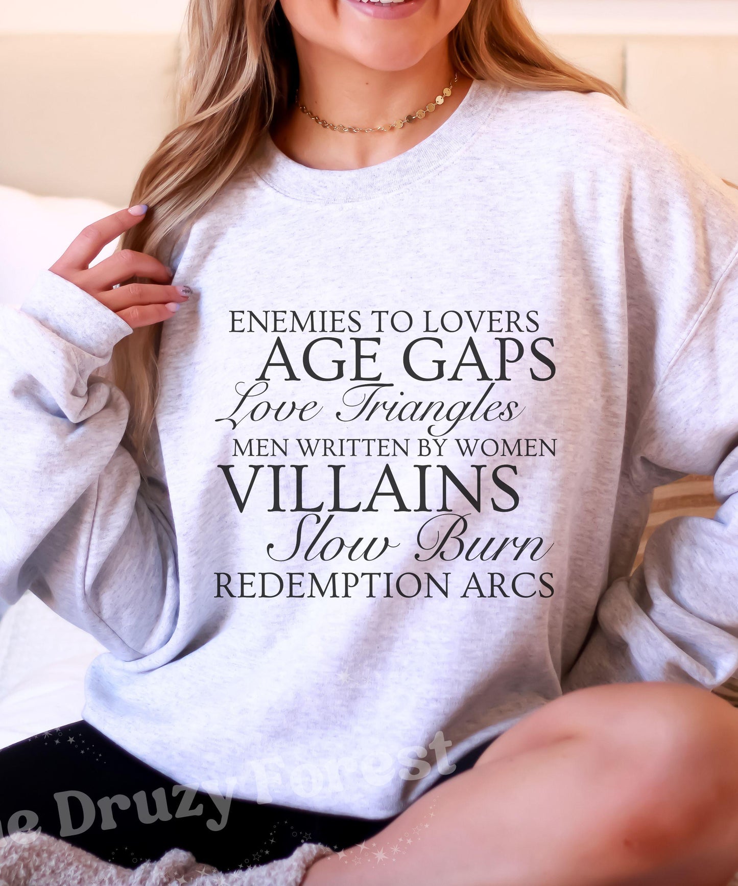 Book Tropes Sweatshirt, Slow Burn Enemies to Lovers,Men Written By Women Sweatshirt, Dark Romance Villain Lover Sweatshirt Author Gifts