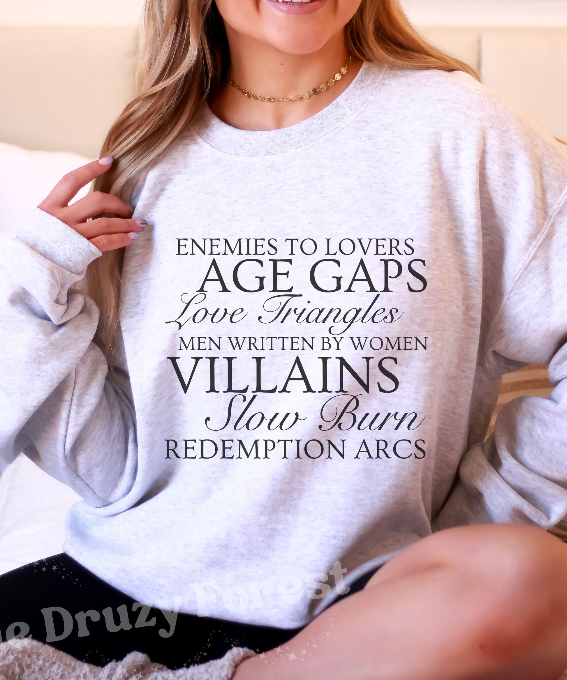 Book Tropes Sweatshirt, Slow Burn Enemies to Lovers,Men Written By Women Sweatshirt, Dark Romance Villain Lover Sweatshirt Author Gifts