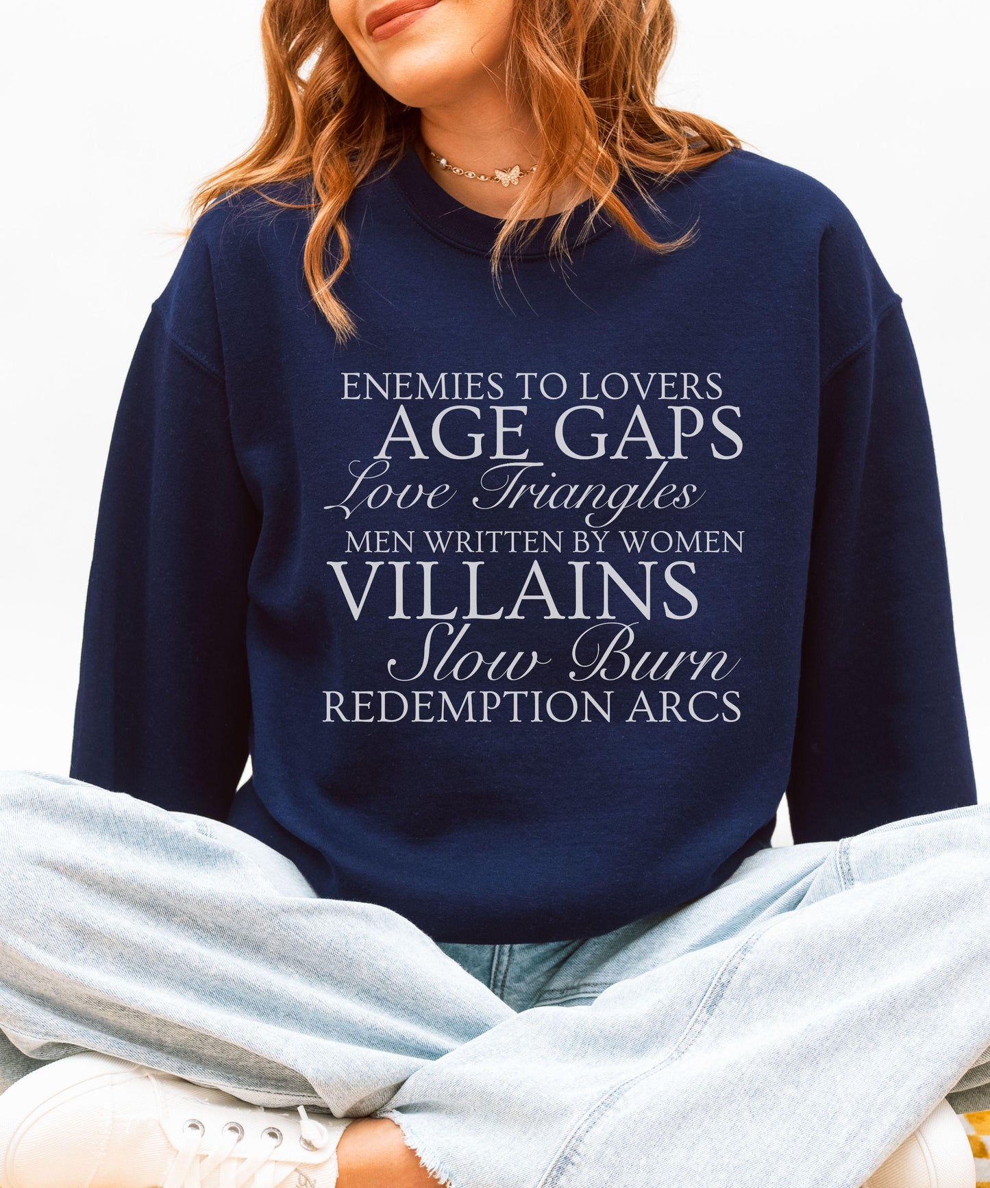 Book Tropes Sweatshirt, Slow Burn Enemies to Lovers,Men Written By Women Sweatshirt, Dark Romance Villain Lover Sweatshirt Author Gifts
