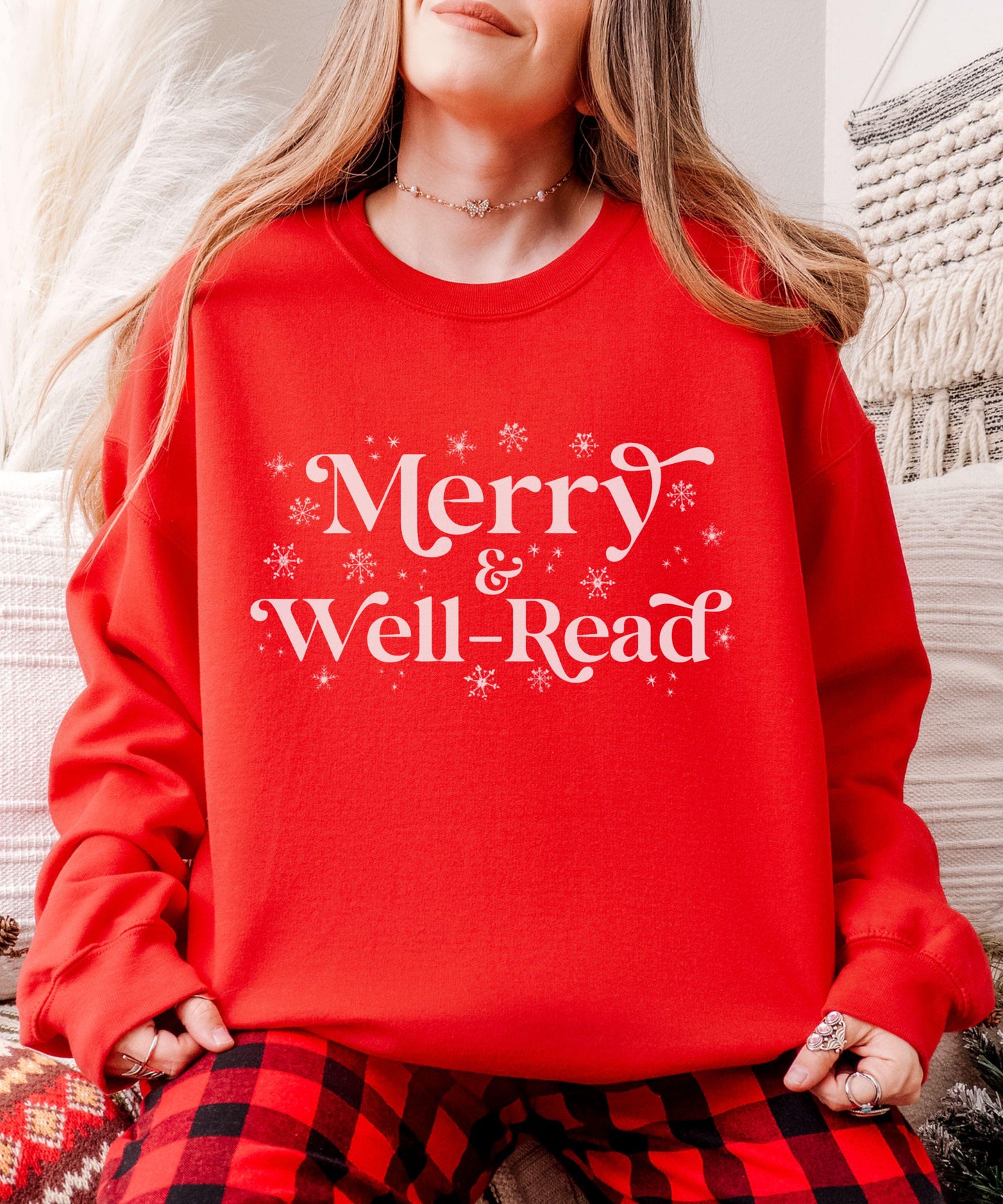 Merry & Well-Read Sweatshirt, Well Read Woman Feminist Sweatshirt For Book Lovers, Christmas Reading Sweatshirt, Christmas Book Merch