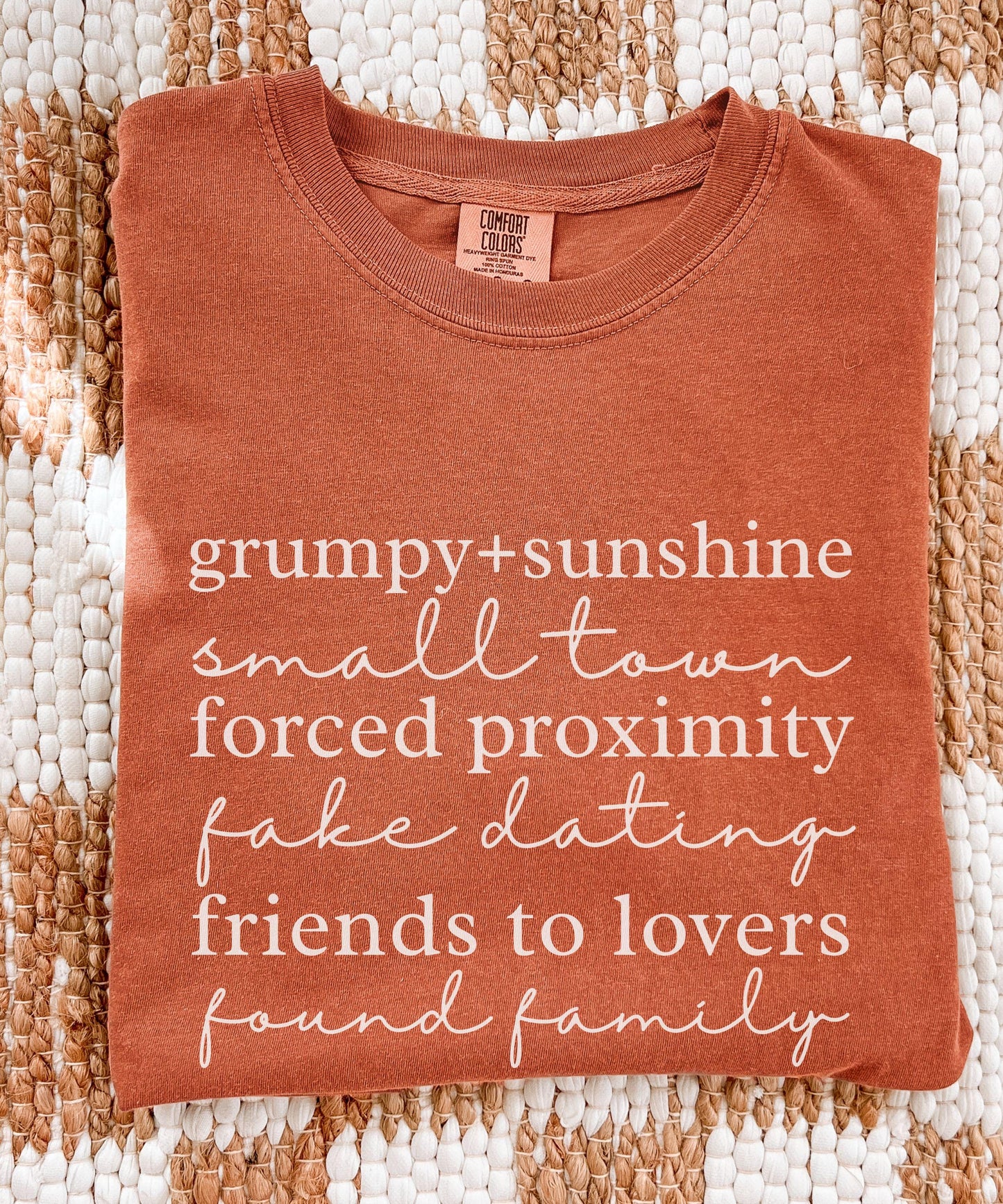 Small Town Romance Tropes Shirt: Grumpy Sunshine, Forced Proximity Found Family Friends to Lovers Fake Dating Shirt, Romance Book Merch
