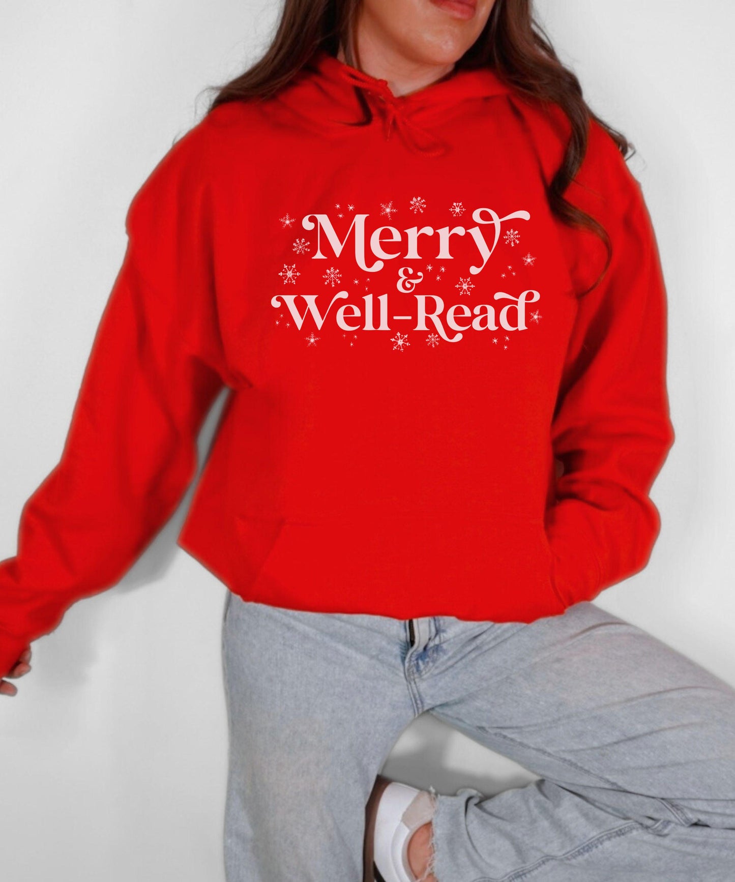 Merry and Well-Read Hoodie, Well Read Woman Feminist Sweatshirt For Book Lovers, Christmas Reading Hoodie, Christmas Book Merch