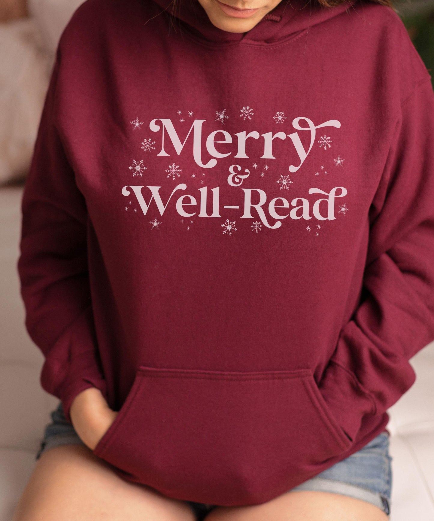 Merry and Well-Read Hoodie, Well Read Woman Feminist Sweatshirt For Book Lovers, Christmas Reading Hoodie, Christmas Book Merch
