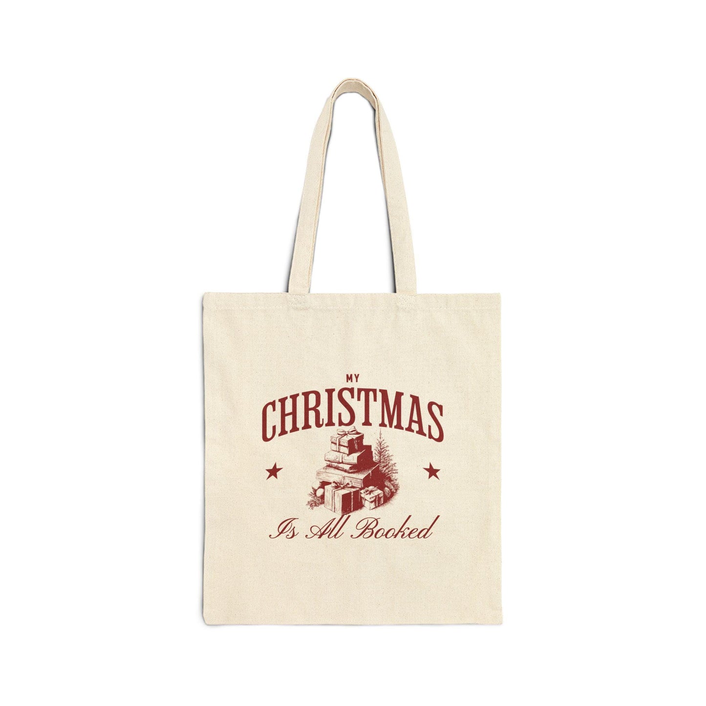My Christmas is All Booked Tote Bag, Bookish Christmas Tote Bag, Reusable Book Gift Bag, Holiday Book Club Gifts, Reader Gift