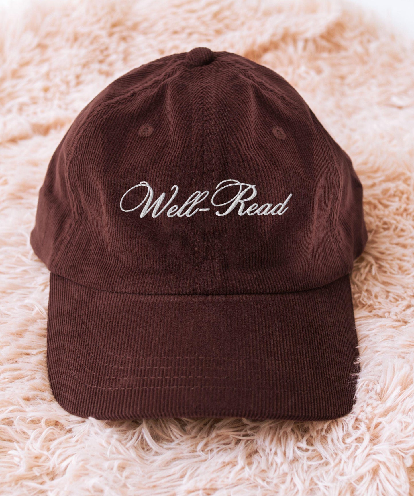 Well-Read Embroided Corduroy Hat, Bookish Hat for Fall Gift for Booklovers, Well Read Woman, Booklover Hat, Bookish Things, Feminist Gifts