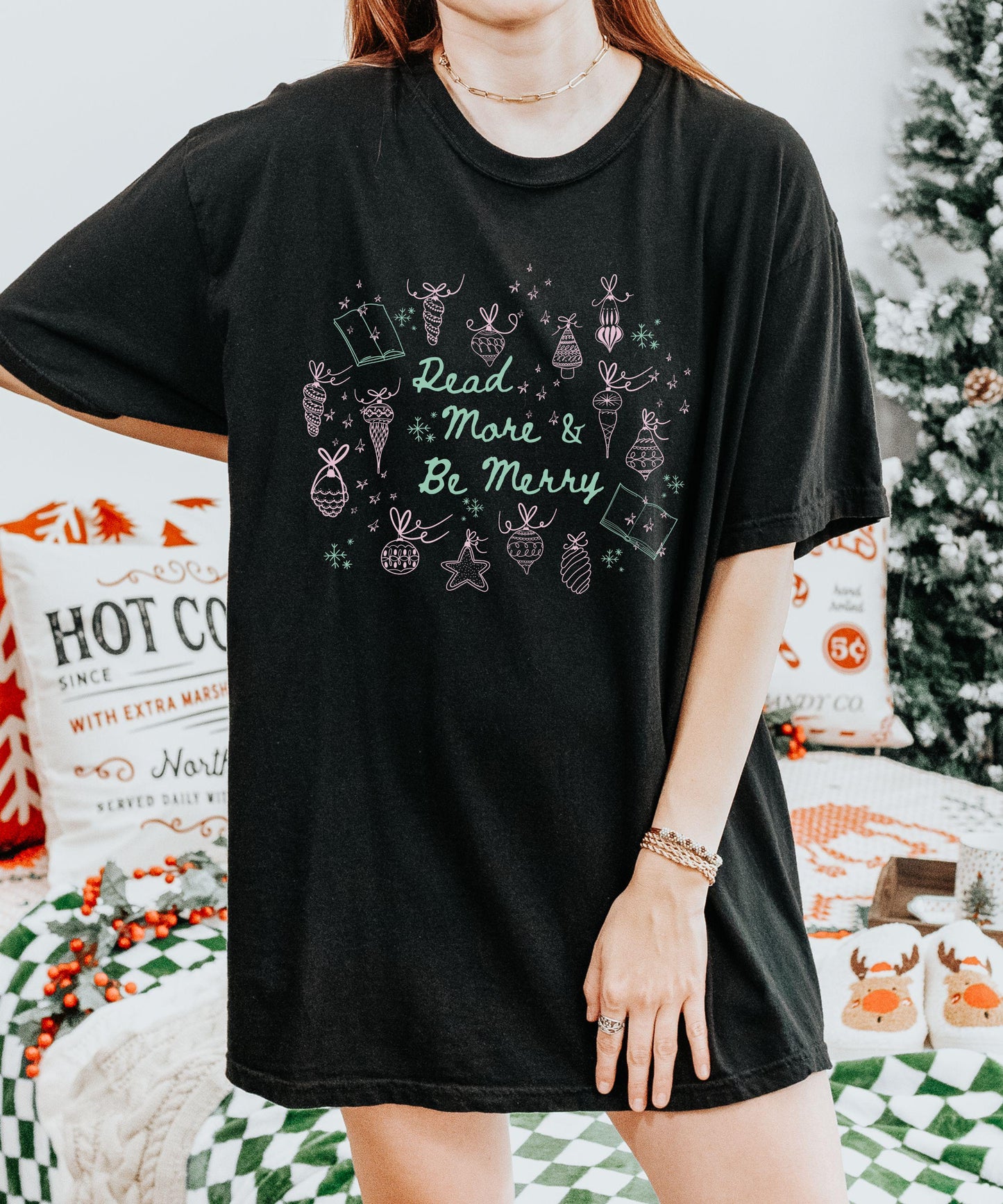 Read More And Be Merry Shirt, Bookish Christmas Shirt, Christmas Book Shirt, Holiday Shirts for Book Lovers, Bookish Tshirts