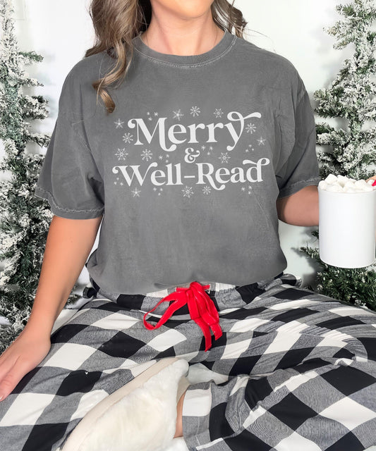 Merry and Well-Read Shirt, Bookish Christmas Shirt, Christmas Book Shirt, Feminist Holiday Shirts for Book Lovers, Well Read Tshirt