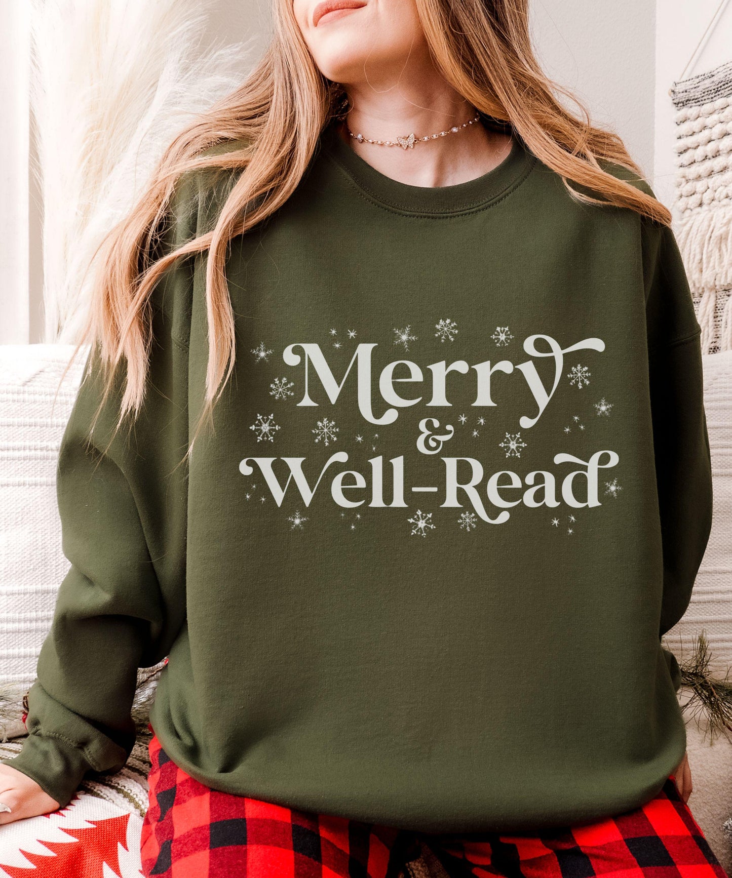 Merry & Well-Read Sweatshirt, Well Read Woman Feminist Sweatshirt For Book Lovers, Christmas Reading Sweatshirt, Christmas Book Merch