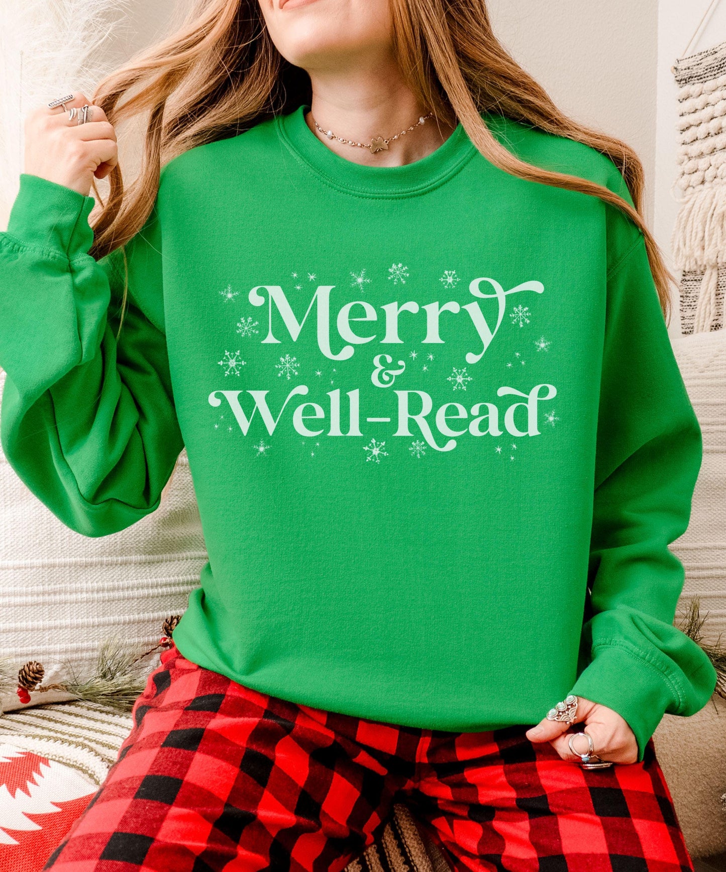 Merry & Well-Read Sweatshirt, Well Read Woman Feminist Sweatshirt For Book Lovers, Christmas Reading Sweatshirt, Christmas Book Merch